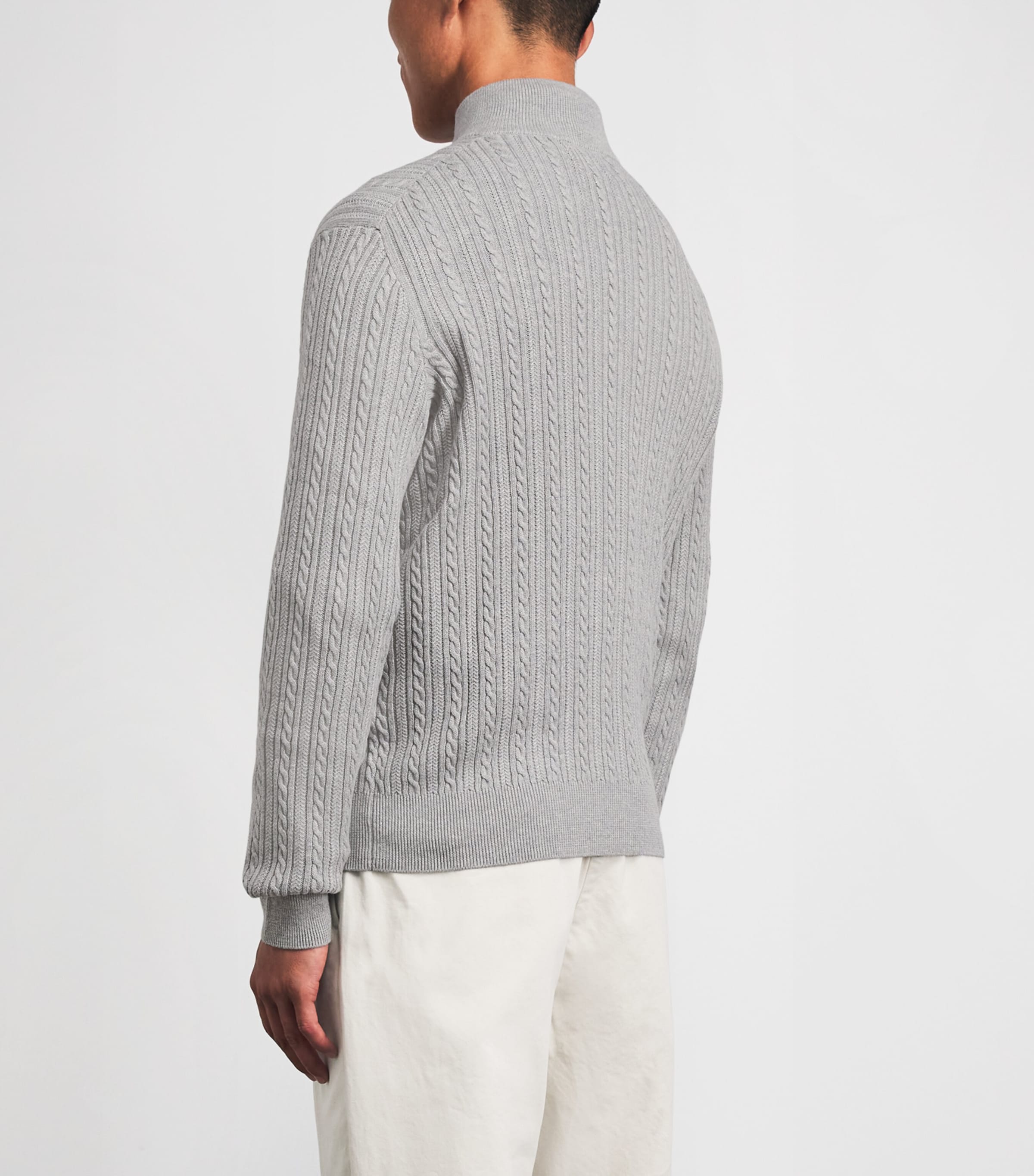 Polo Ralph Lauren Mens Cotton Cable-Knit Quarter-Zip Sweater Andover Heather Image 5