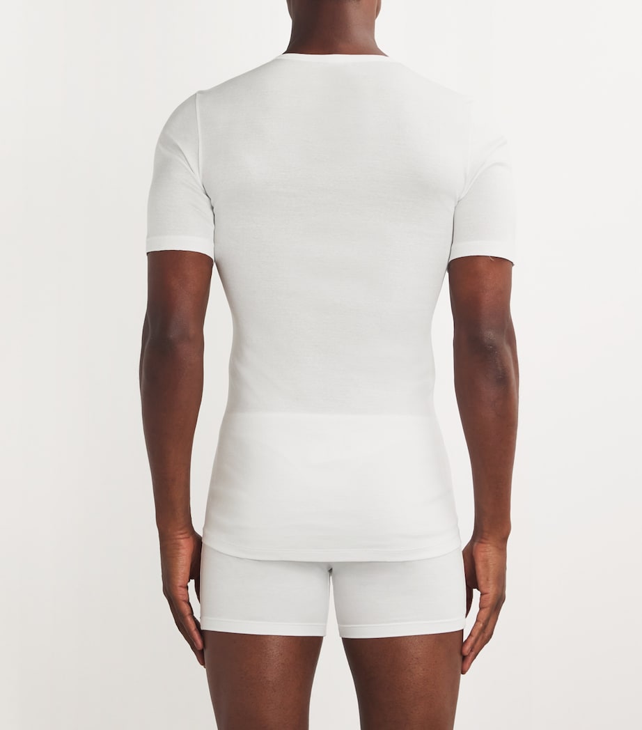 Cotton Pure V-Neck T-Shirt 0101/WHITE Image 3