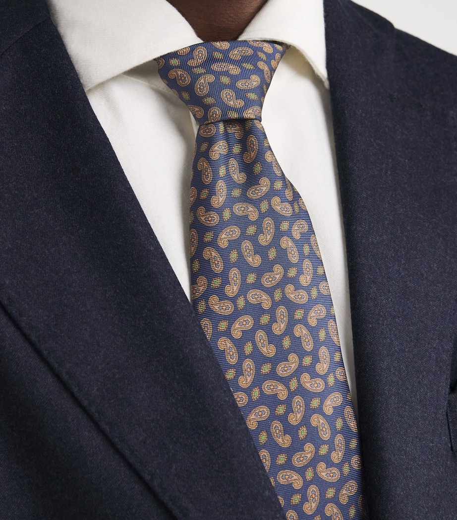 Silk Paisley Tie DARK BLUE Image 3