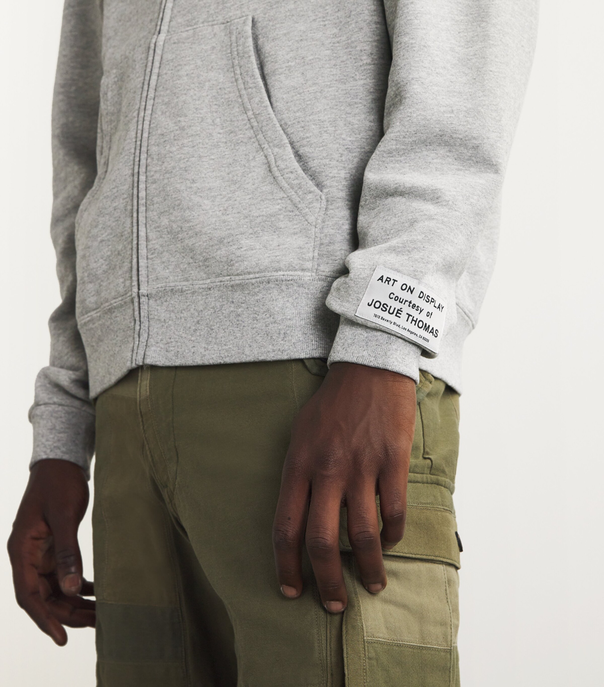 GALLERY DEPT. Mens Cotton-Blend Zip-Up Logo Hoodie Heather Grey Image 6