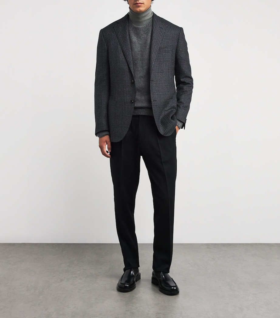 Virgin Wool Check Blazer 013 GREY MELANGE Image 2
