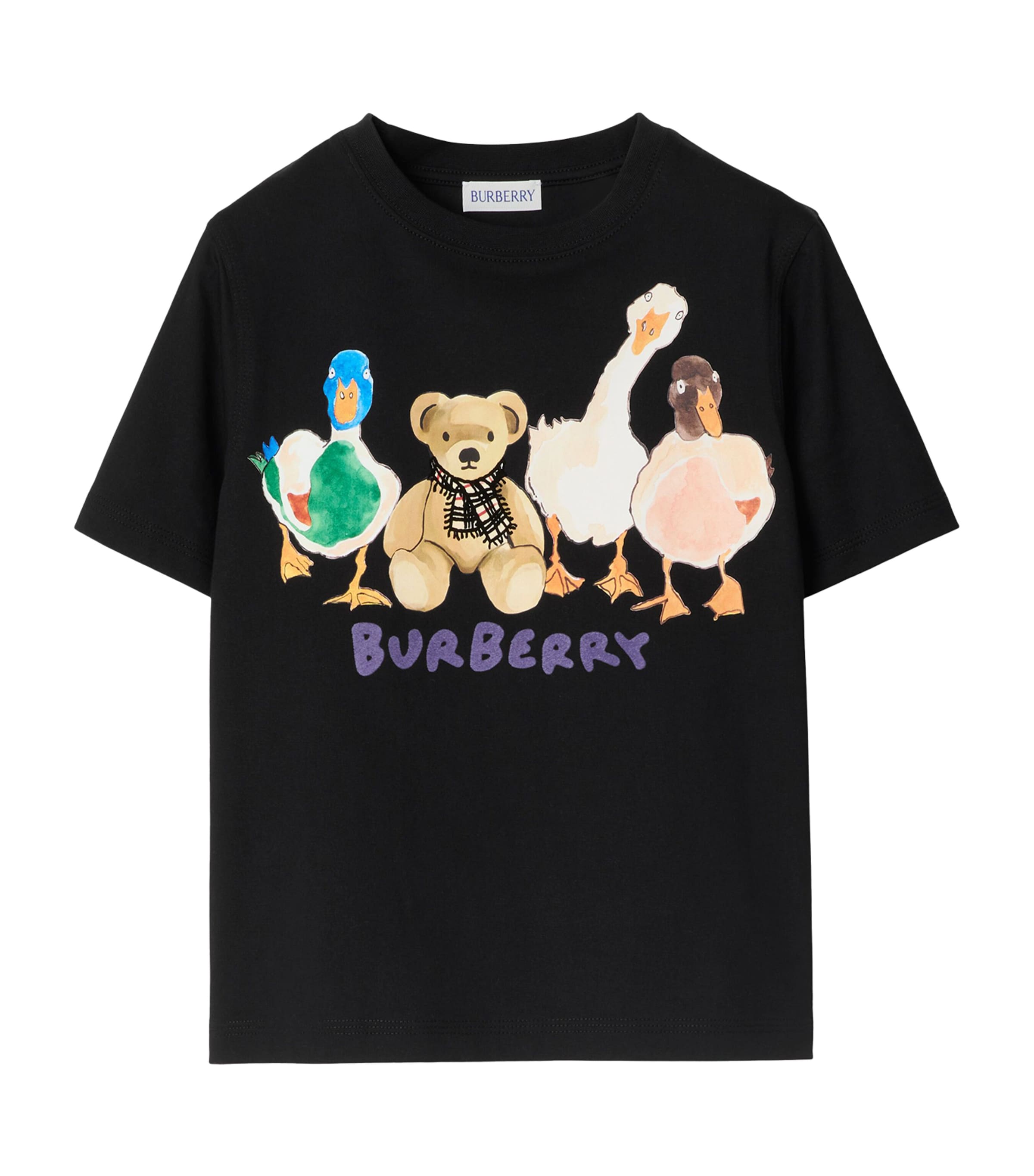 Burberry Kids Black Cotton Thomas Bear and Friends T-Shirt (3-12