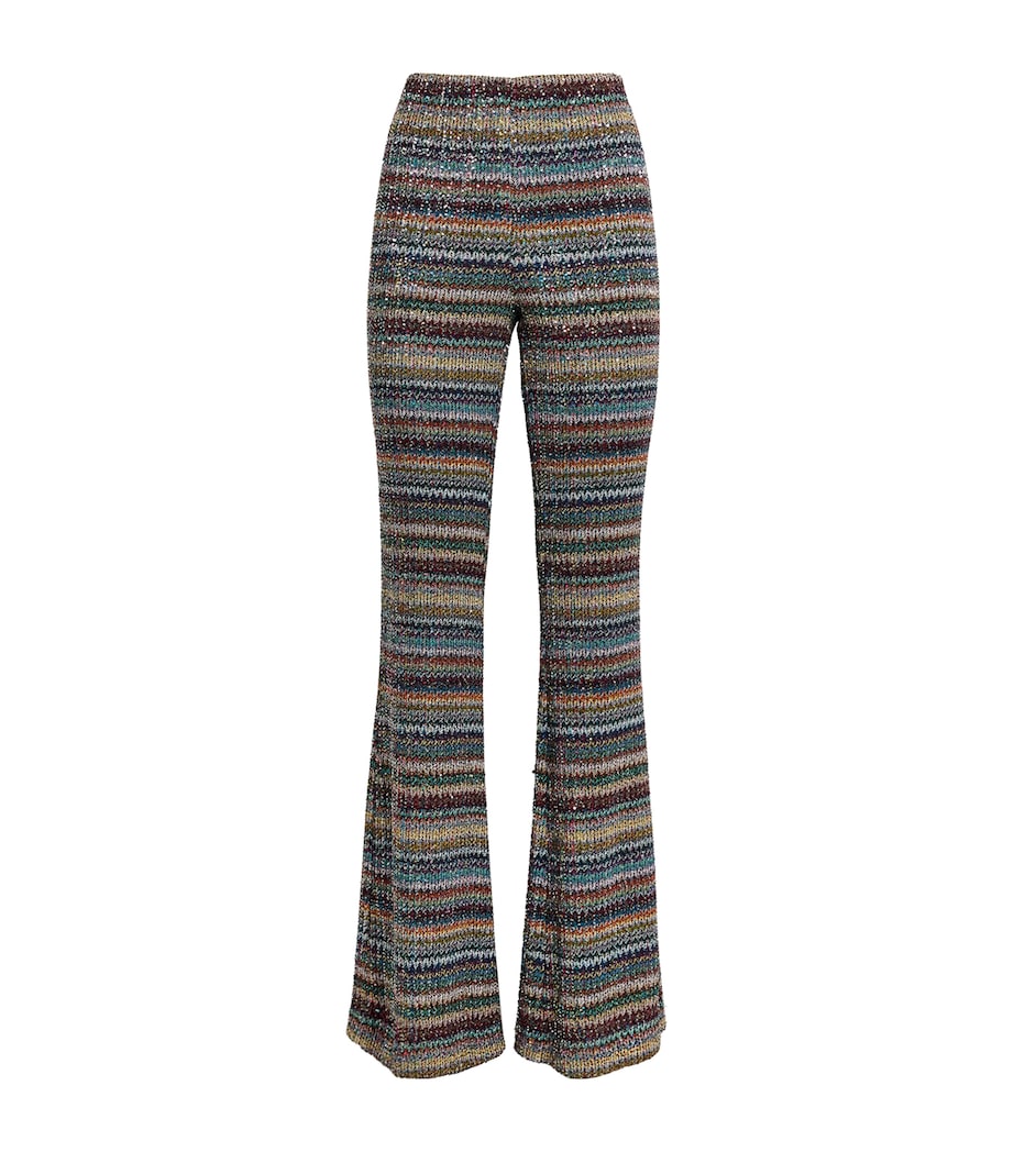 Missoni Womens Metallic Stripe Flared Trousers Smsqw Multi B/r/bge Image 1