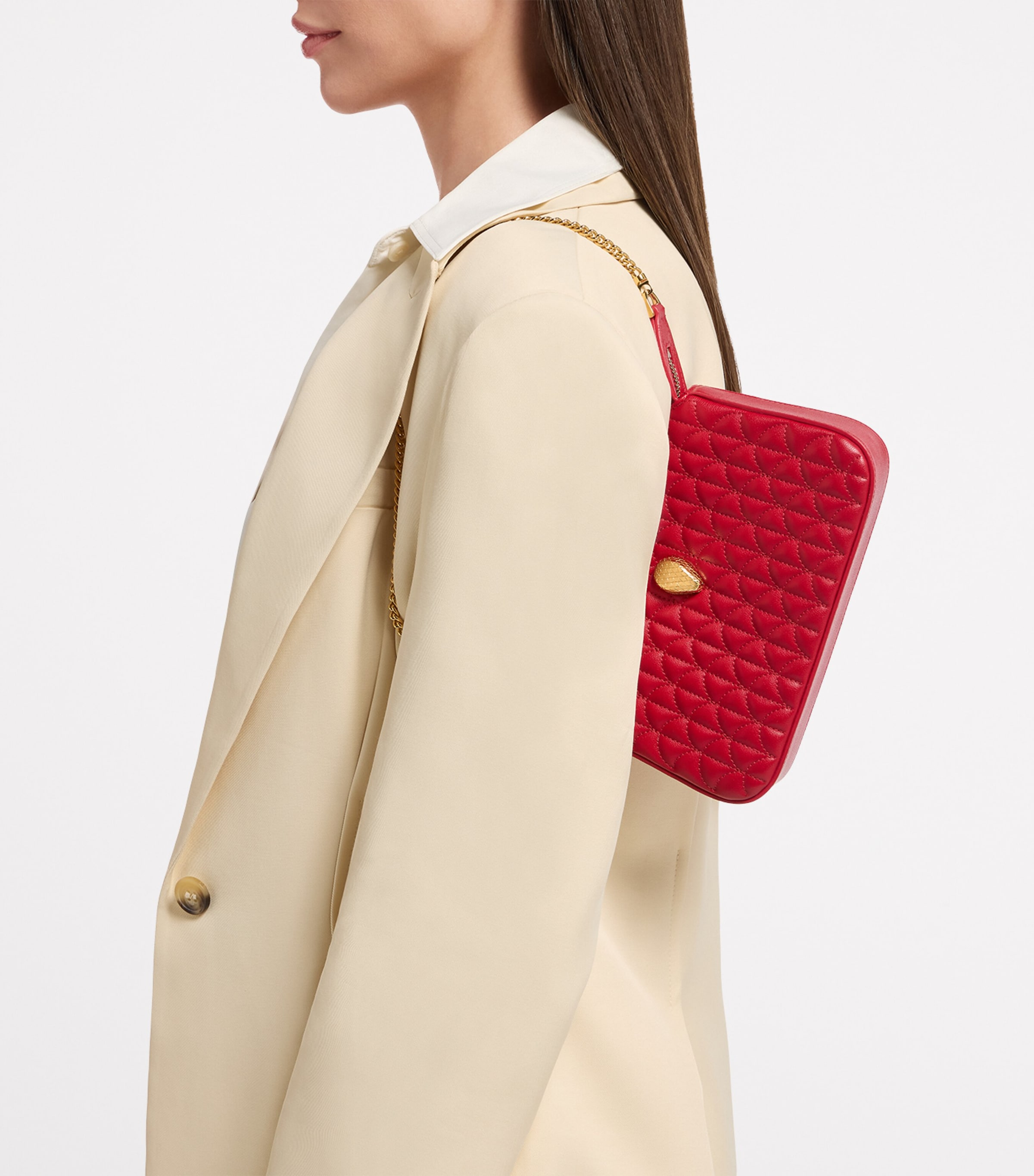 Leather Serpenti Sugarloaf Clutch Bag RED MEDIUM Image 4