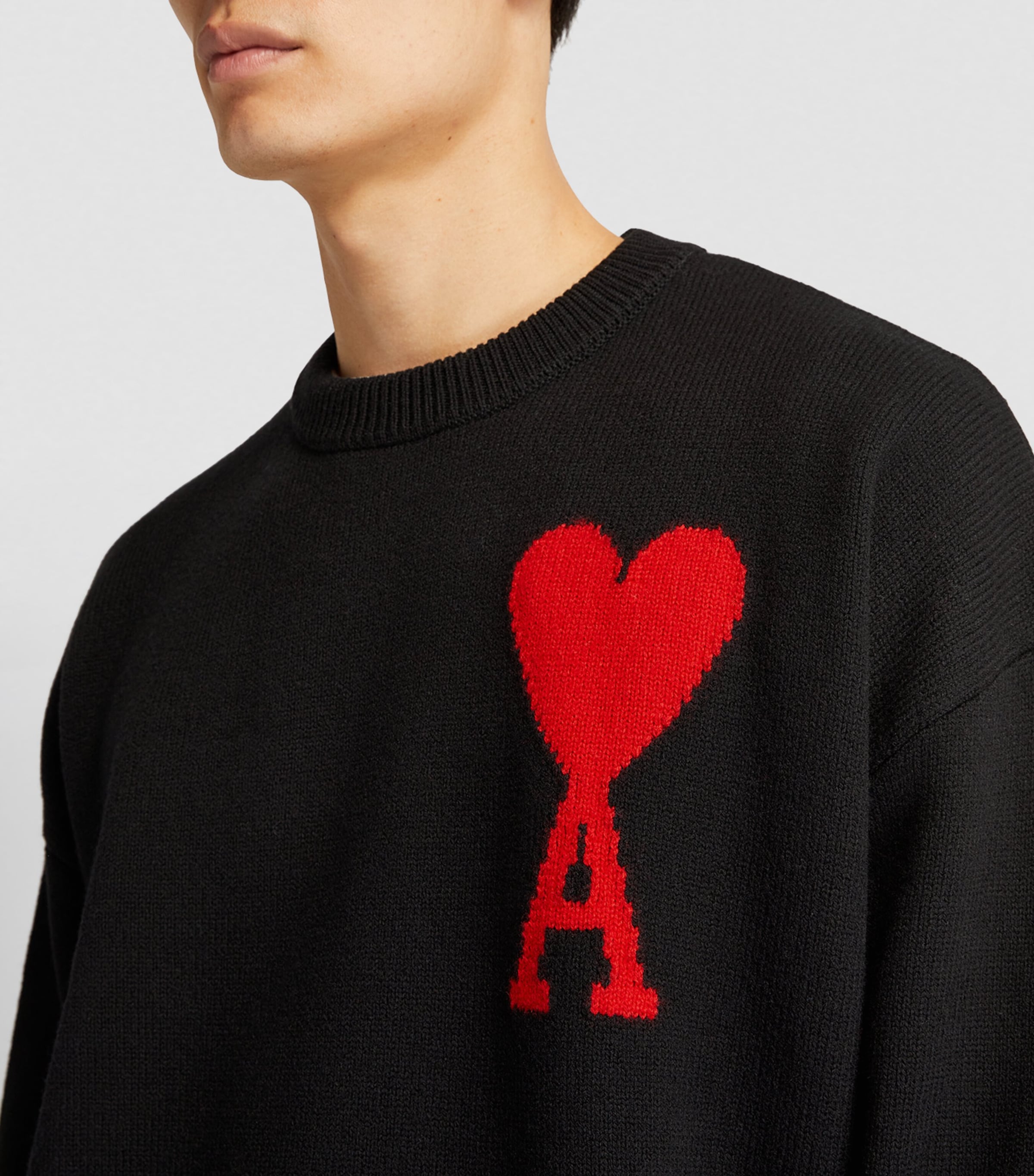 Virgin Wool Ami de Coeur Sweater BLACK/RED/009 Image 7