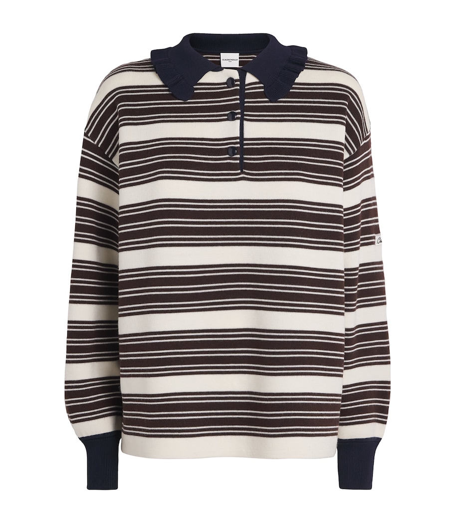 Knitted Stripe Polo Shirt BROWN Image 1