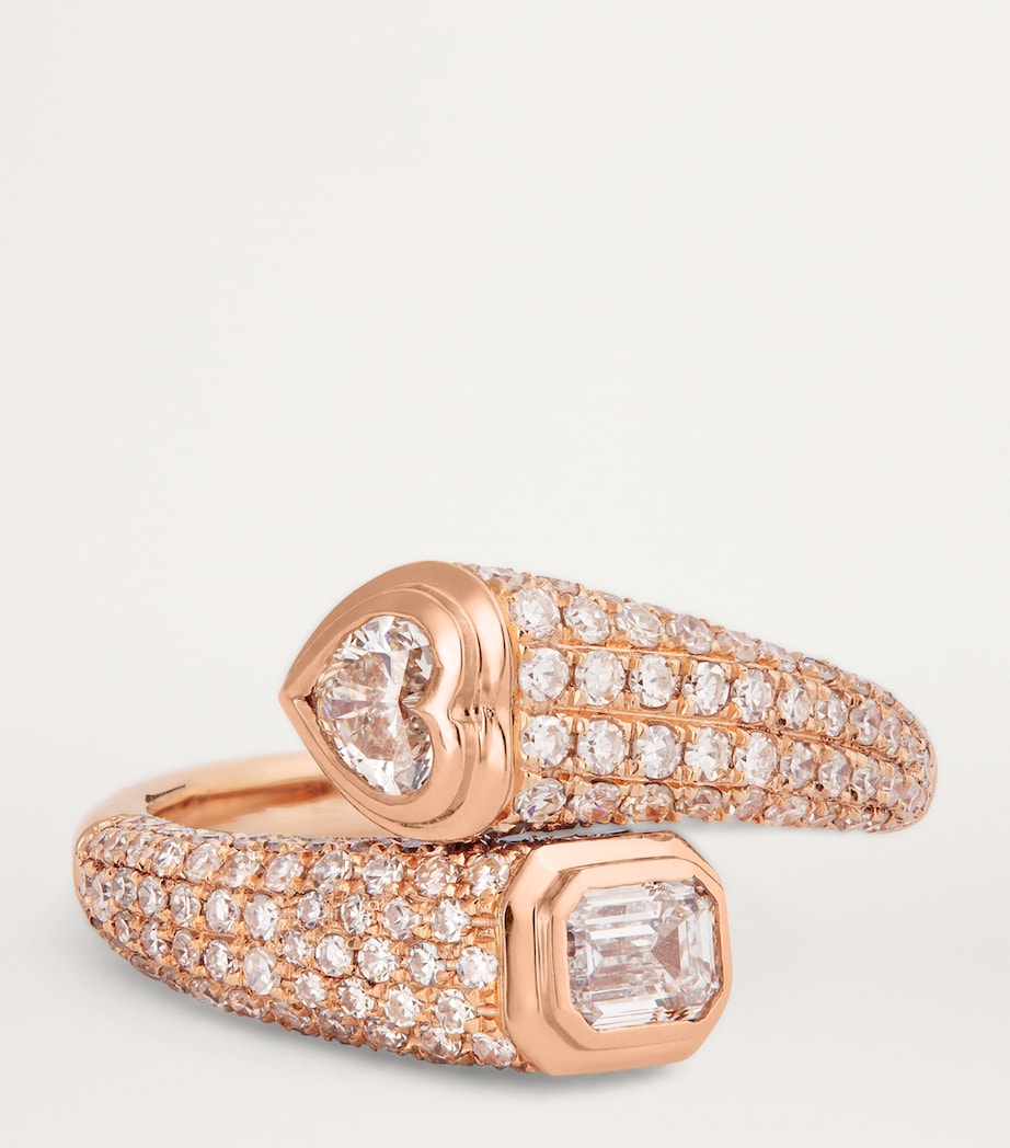 Rose Gold and Diamond Bypass Pinky Ring WHITE GOLD Image 4