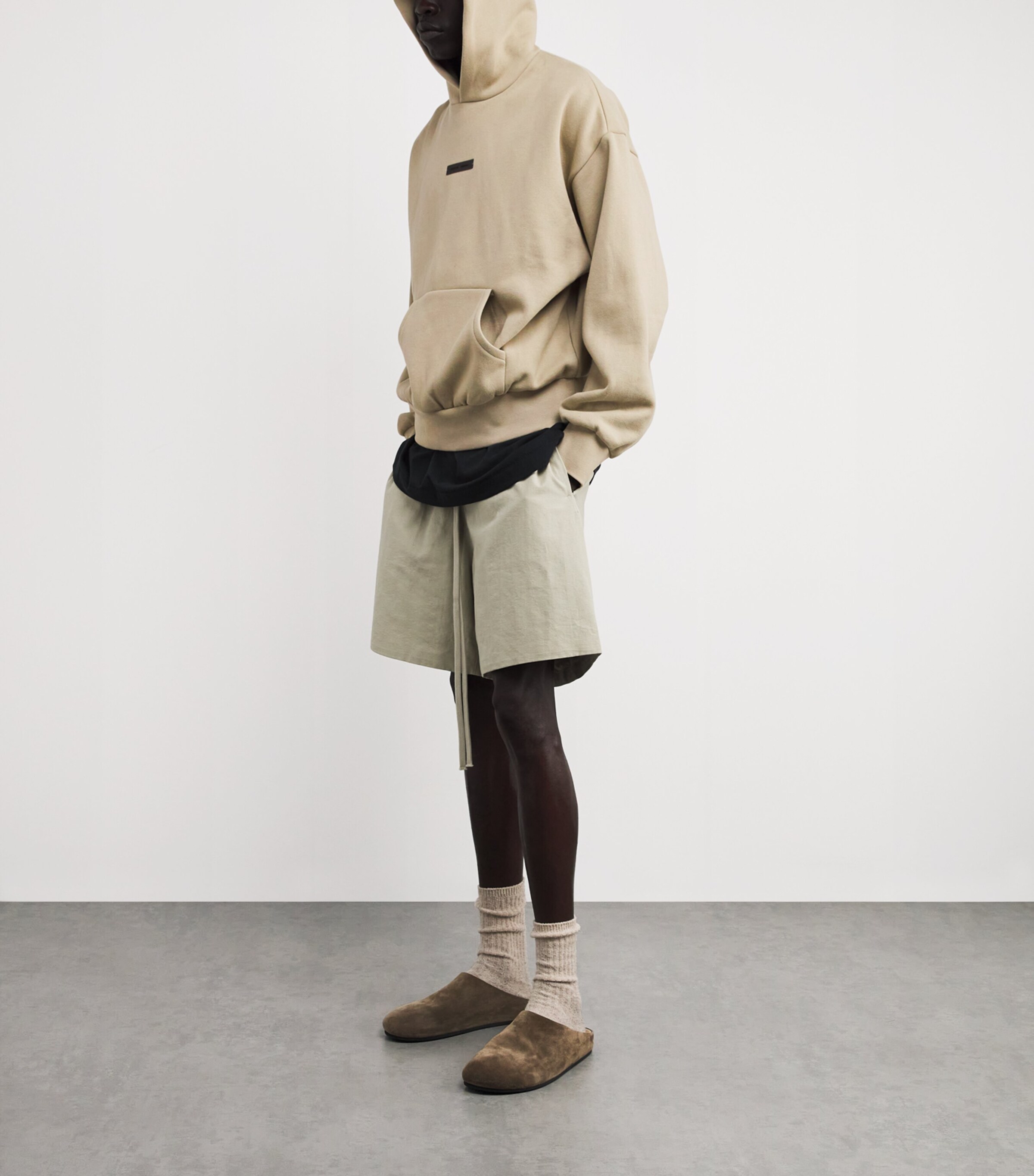 FEAR OF GOD ESSENTIALS Mens Cotton-Blend Logo Hoodie Abbey Stone Image 2