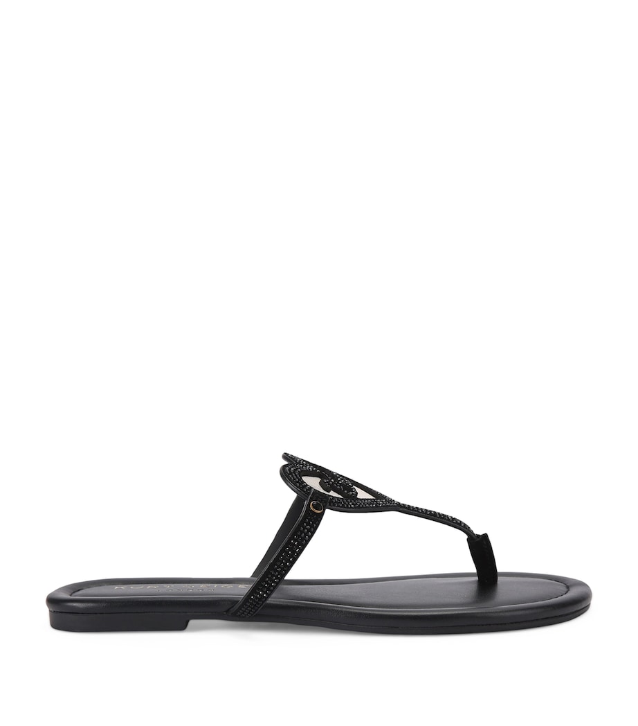 Kurt Geiger London Leather Heart T-Bar Sandals Black Image 1