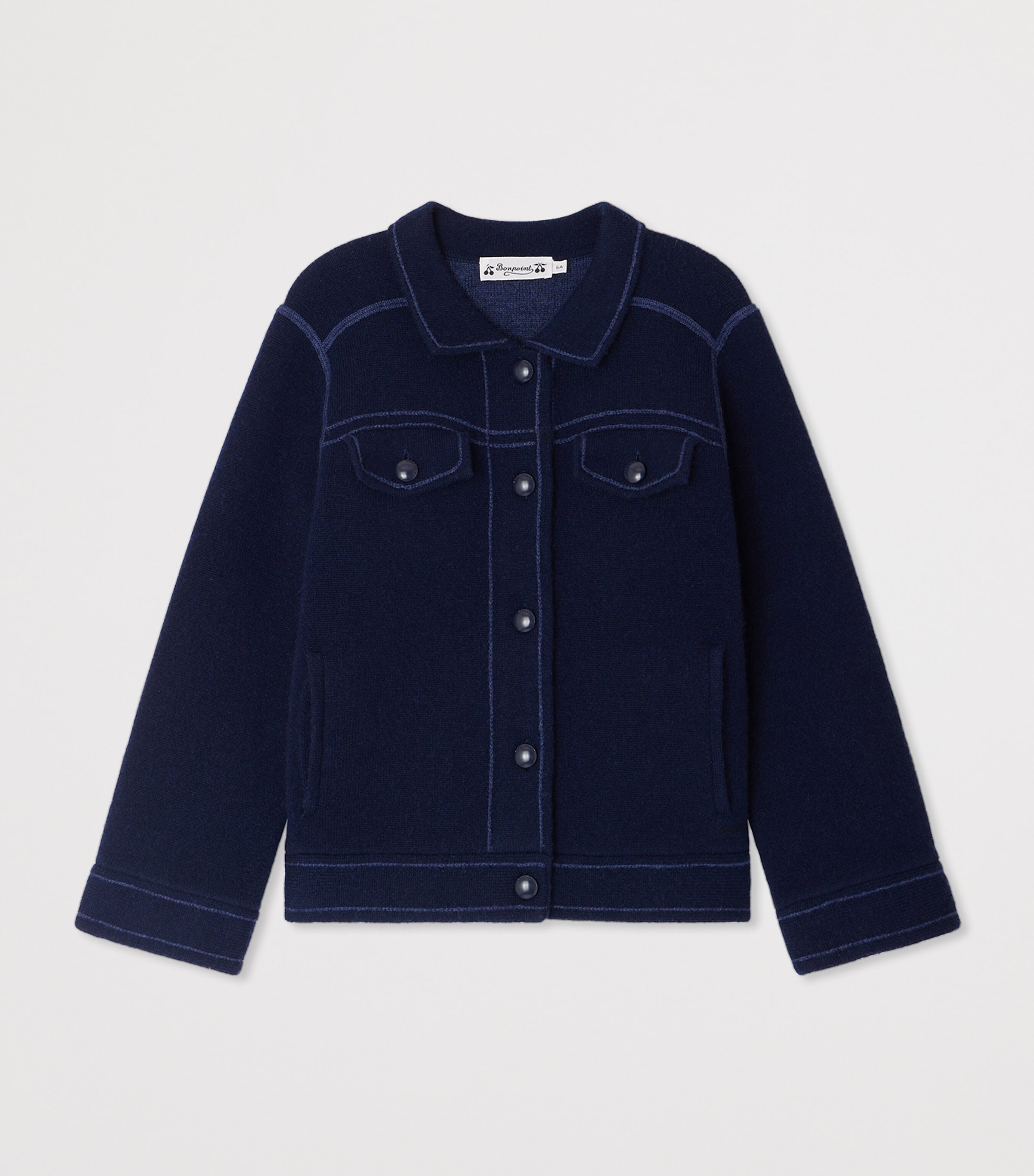 Bonpoint Wool-cashmere Denim-effect Jacket In Blue