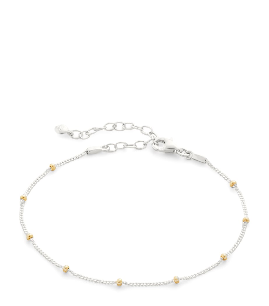 Sterling Silver Mixed Metal Beaded Chain Bracelet STERLING SILVER Image 1