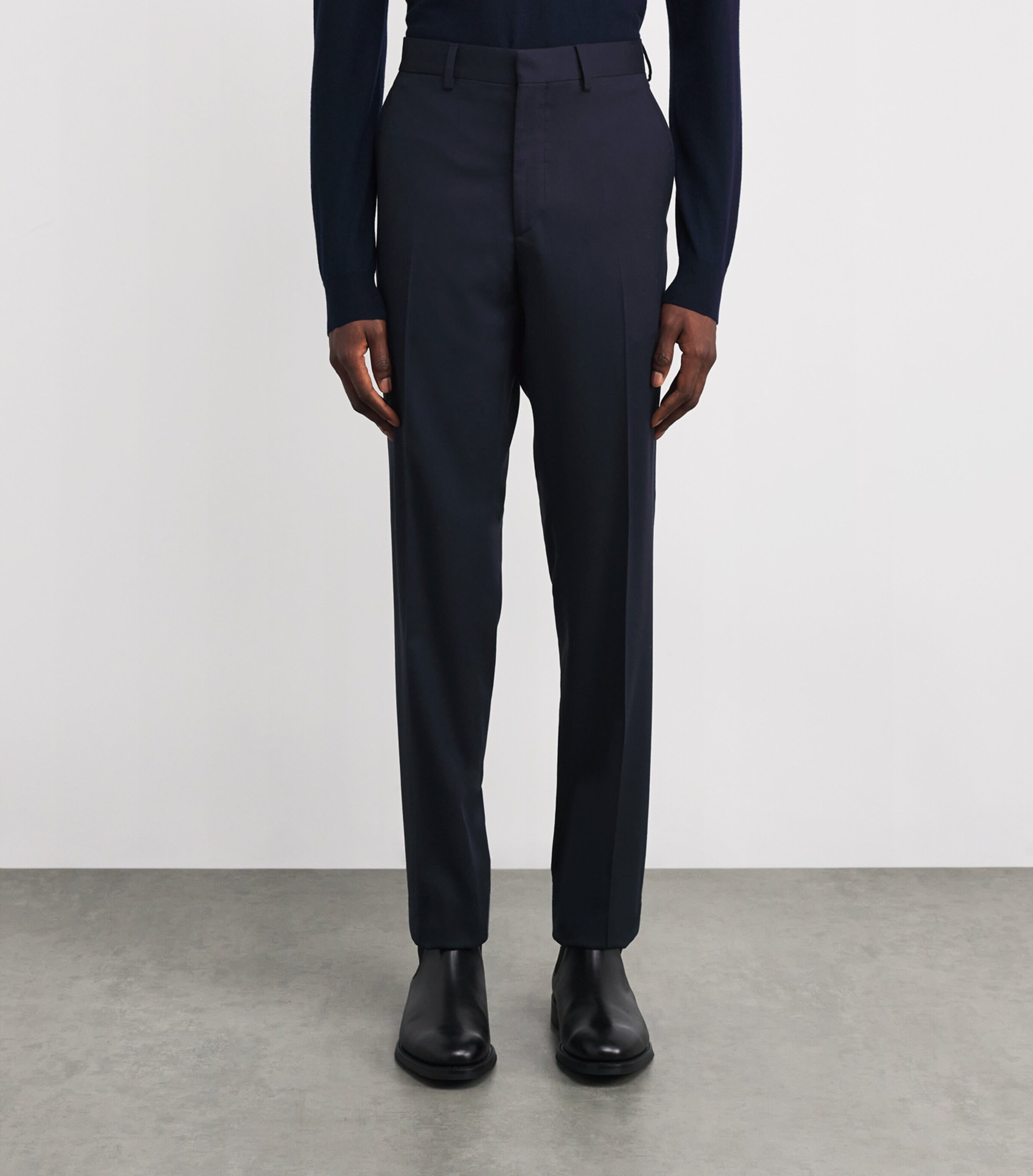 Ralph Lauren Purple Label Mens Wool Gabardine Trousers Navy Image 5