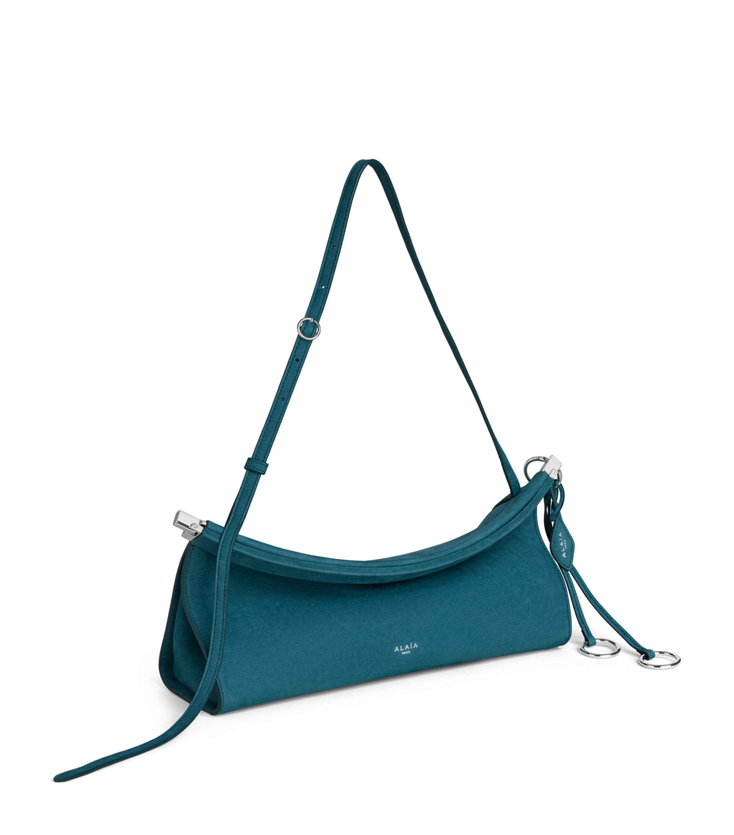 Alaïa Small Nubuck Le Click East West Shoulder Bag Green Grey Image 2