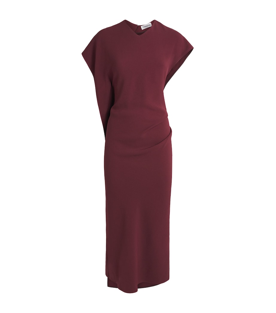 Victoria Beckham Womens Satin Asymmetric Victoria Midi Dress Cinnabar Red Image 1