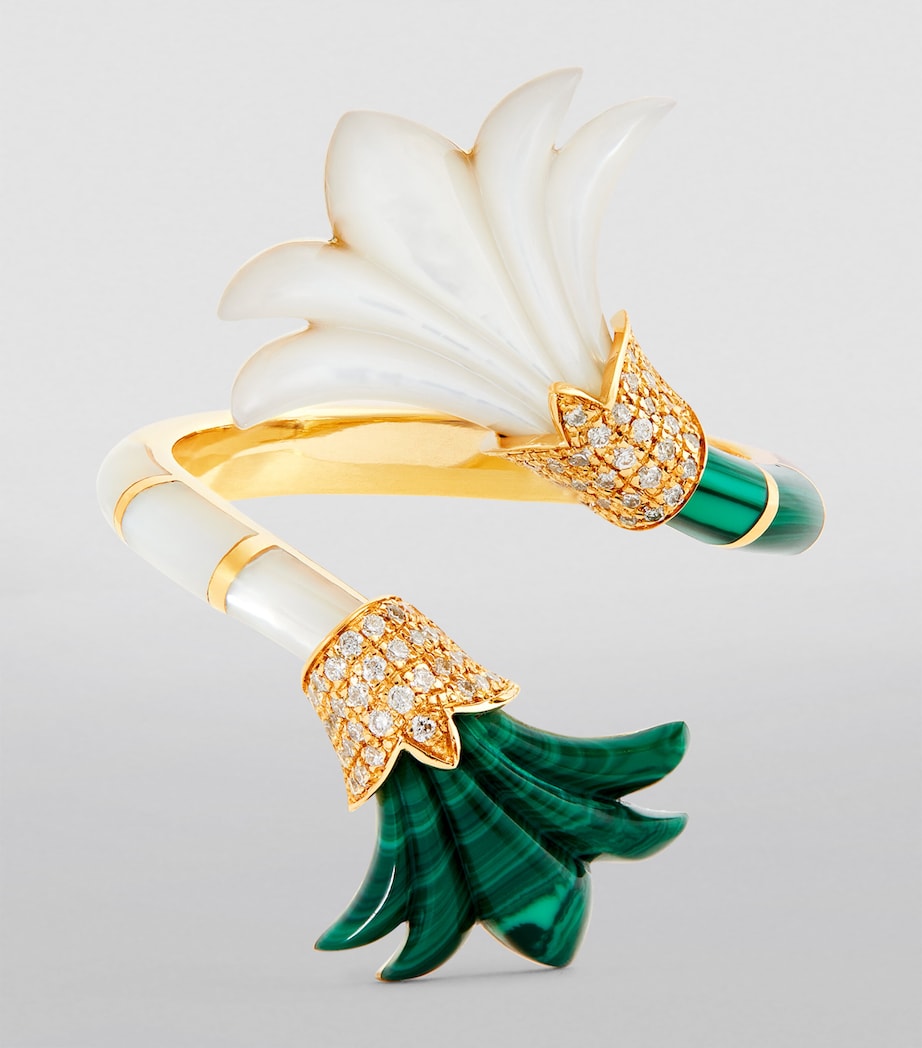 Yellow Gold, Diamond, Malachite and Mother-of-Pearl Psychedeliah Ring YELLOW GOLD Image 3