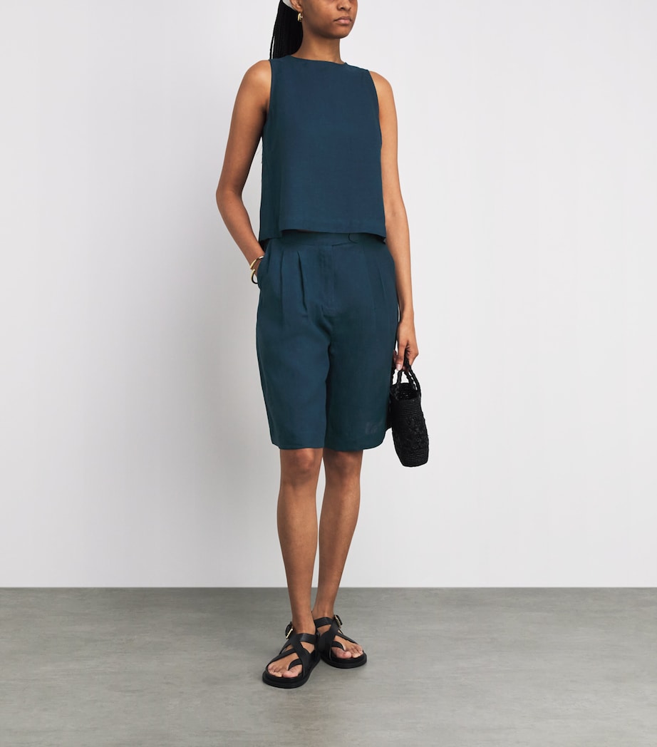 Eres Womens Linen Sleeveless Ravie Blouse Ocean Image 2