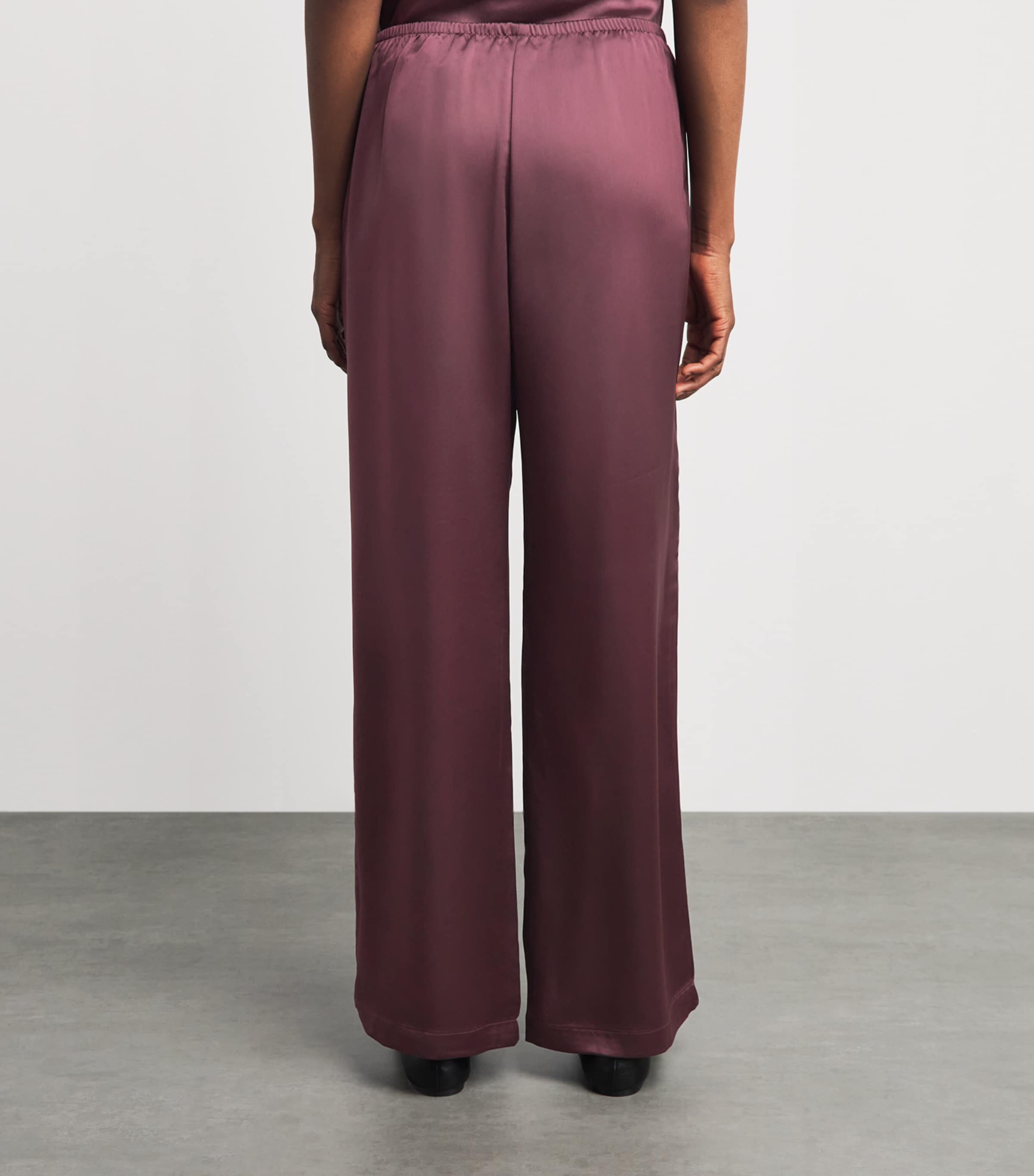LESET Womens Satin Barb Wide-Leg Trousers Malbec Image 5