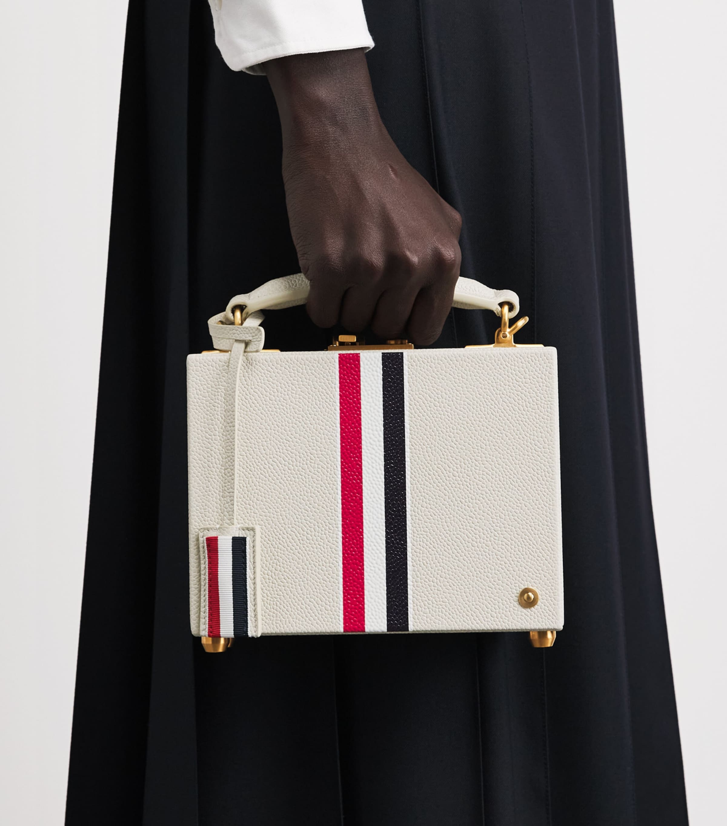 Thom Browne Grained Leather Attaché Top-Handle Bag Khaki Image 2