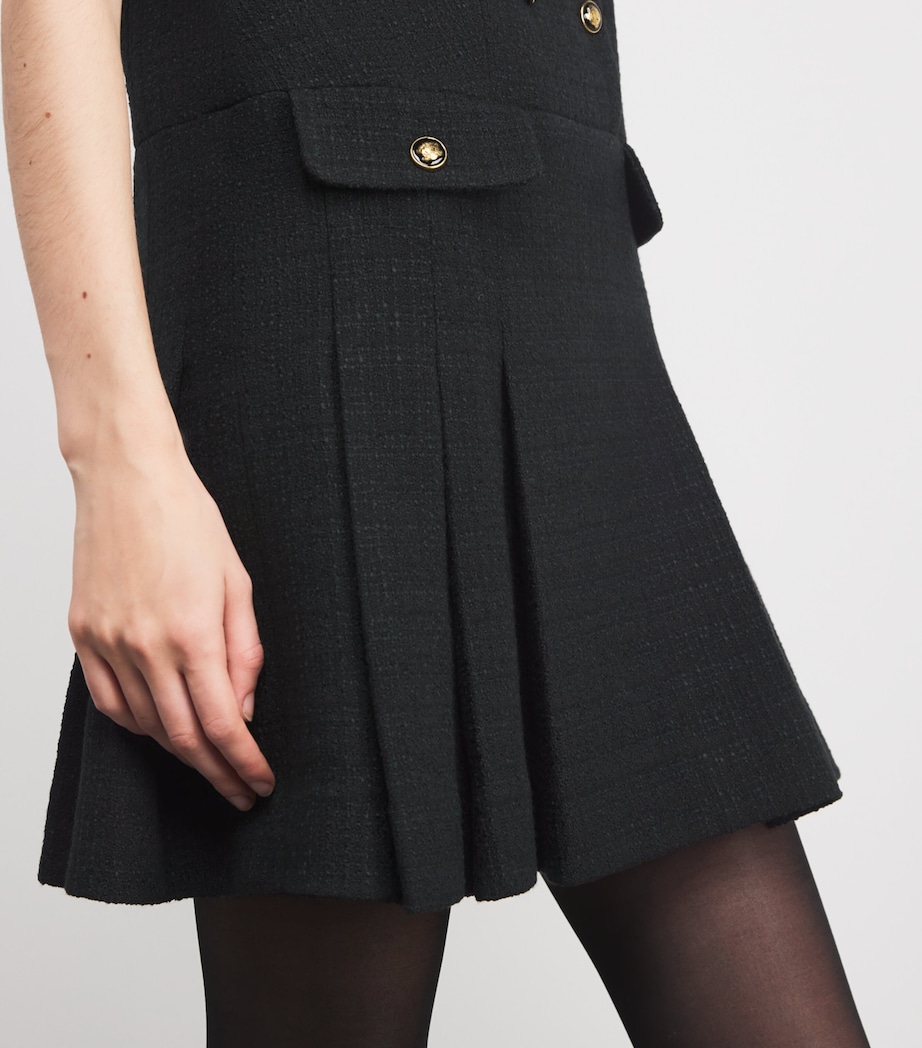 Tweed Buttoned Mini Dress BLACK Image 6