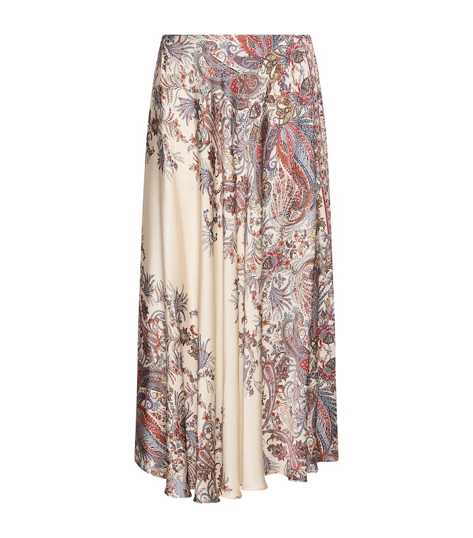 Marella Womens Satin Paisley Print Skirt Cream Image 1
