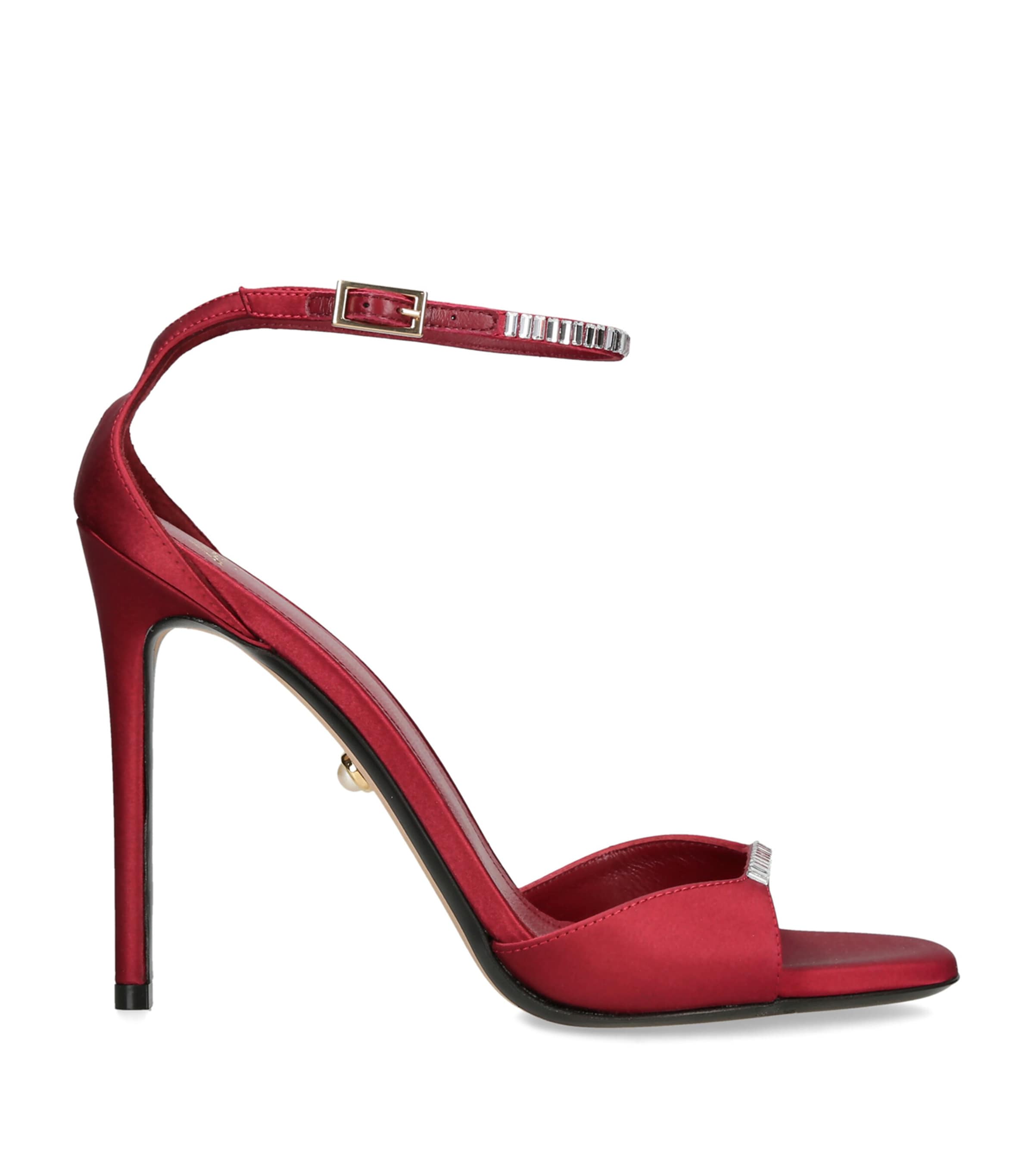 Alevì Satin Ninel Xtal Heeled Sandals 110 Red Image 1