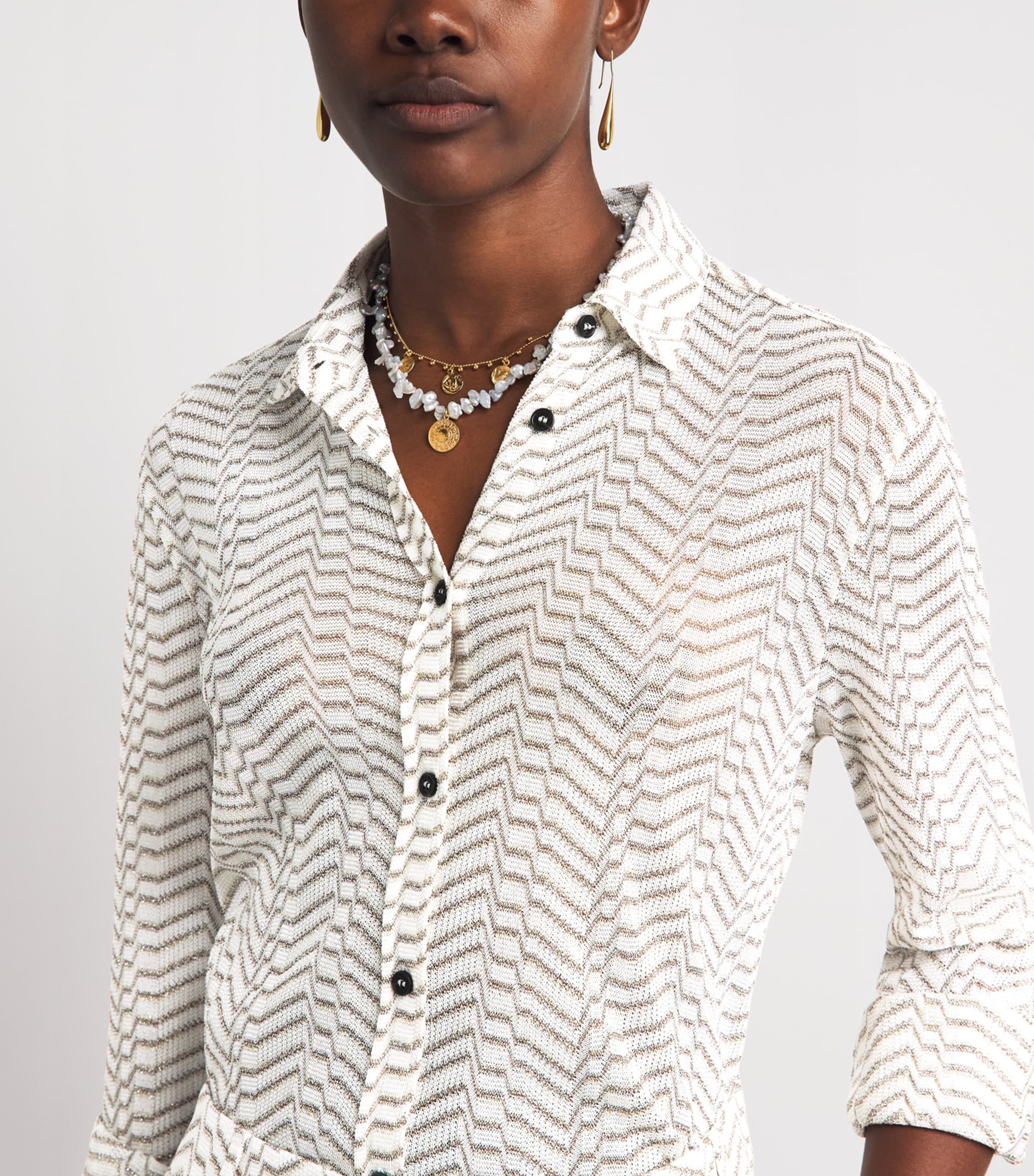 Missoni Womens Chevron Shirt White And Gold Image 3