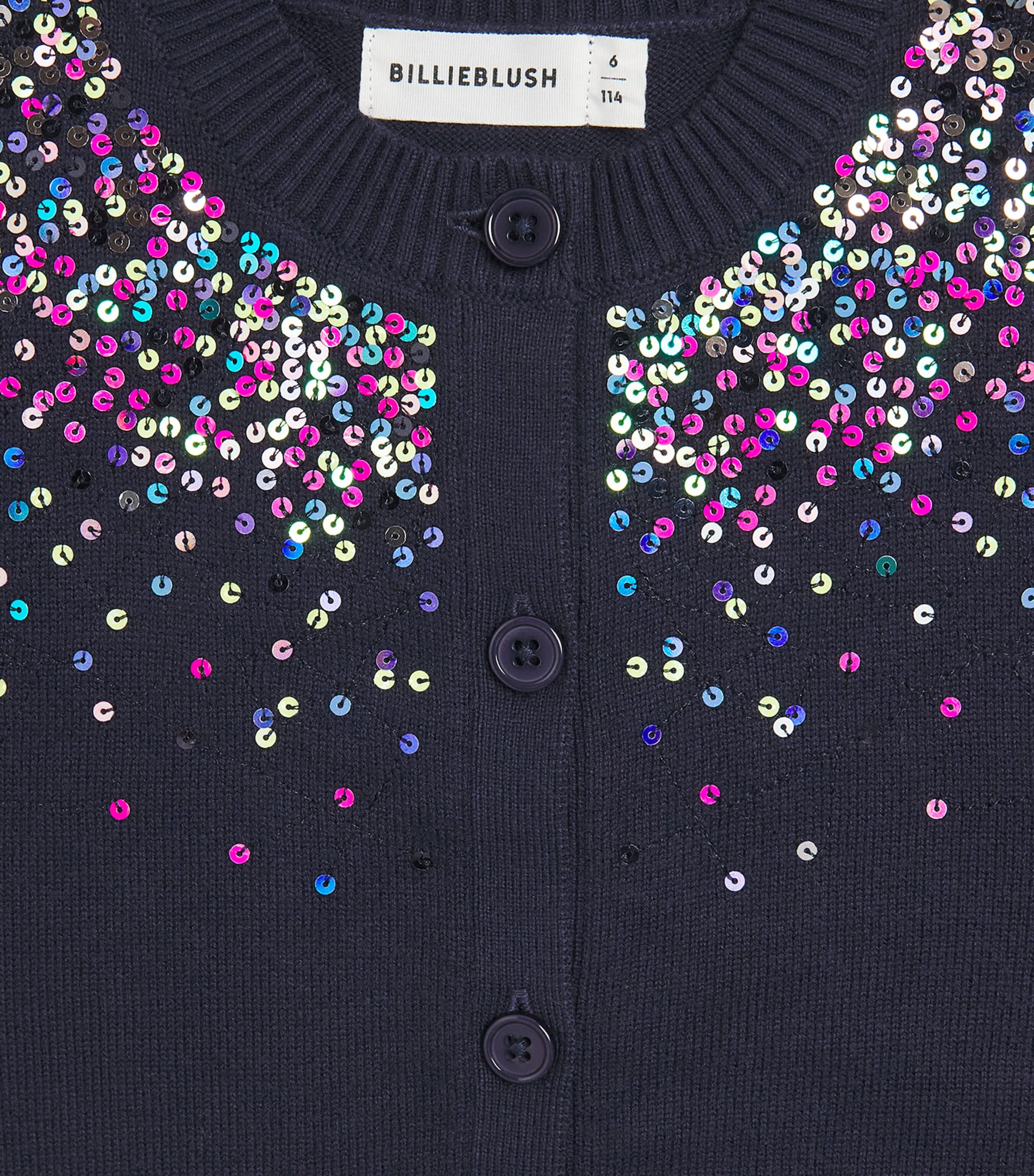 Billieblush Knitted Sequin Cardigan (2-12 Years) Navy Image 3