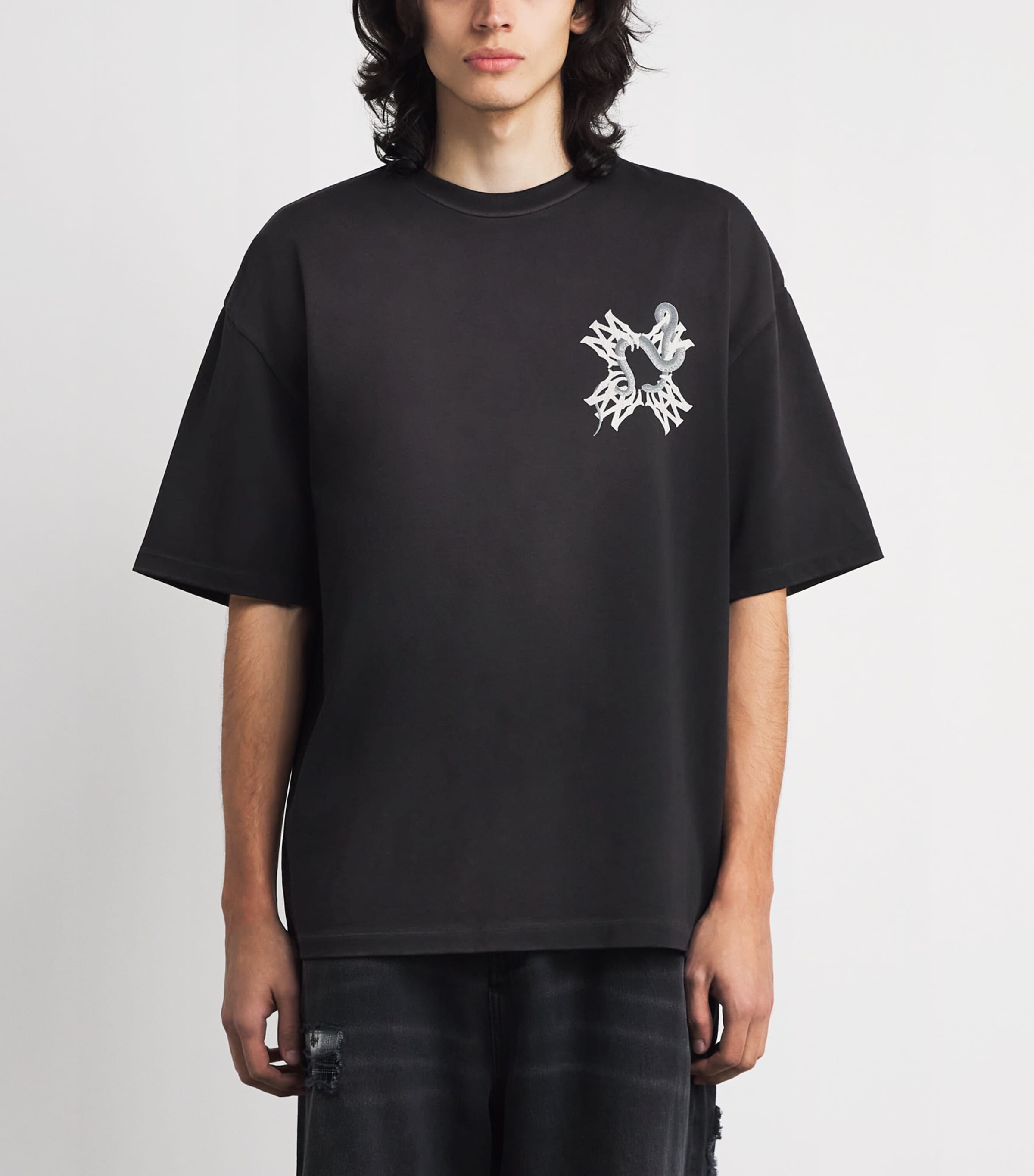 AMIRI Mens Cotton Quad Snake T-Shirt Black Image 4