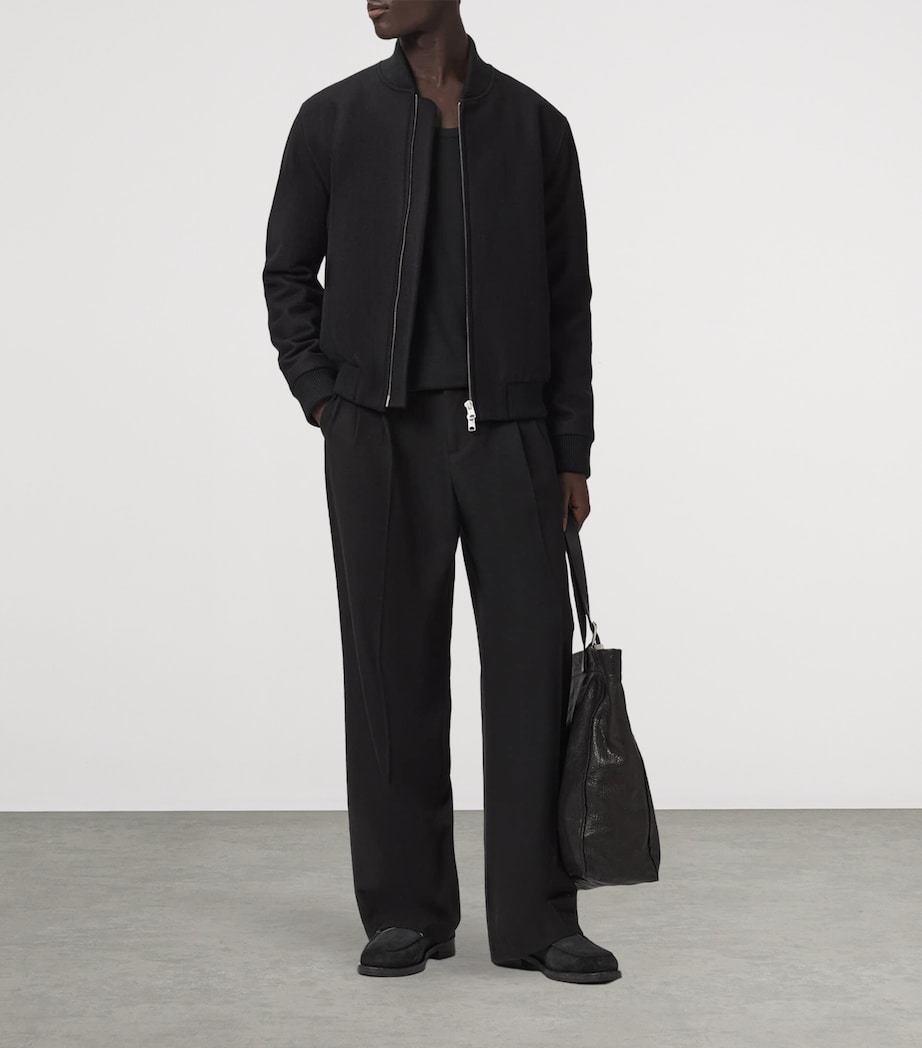 AllSaints Mens Wool-Blend Deceit Bomber Jacket Black Image 5