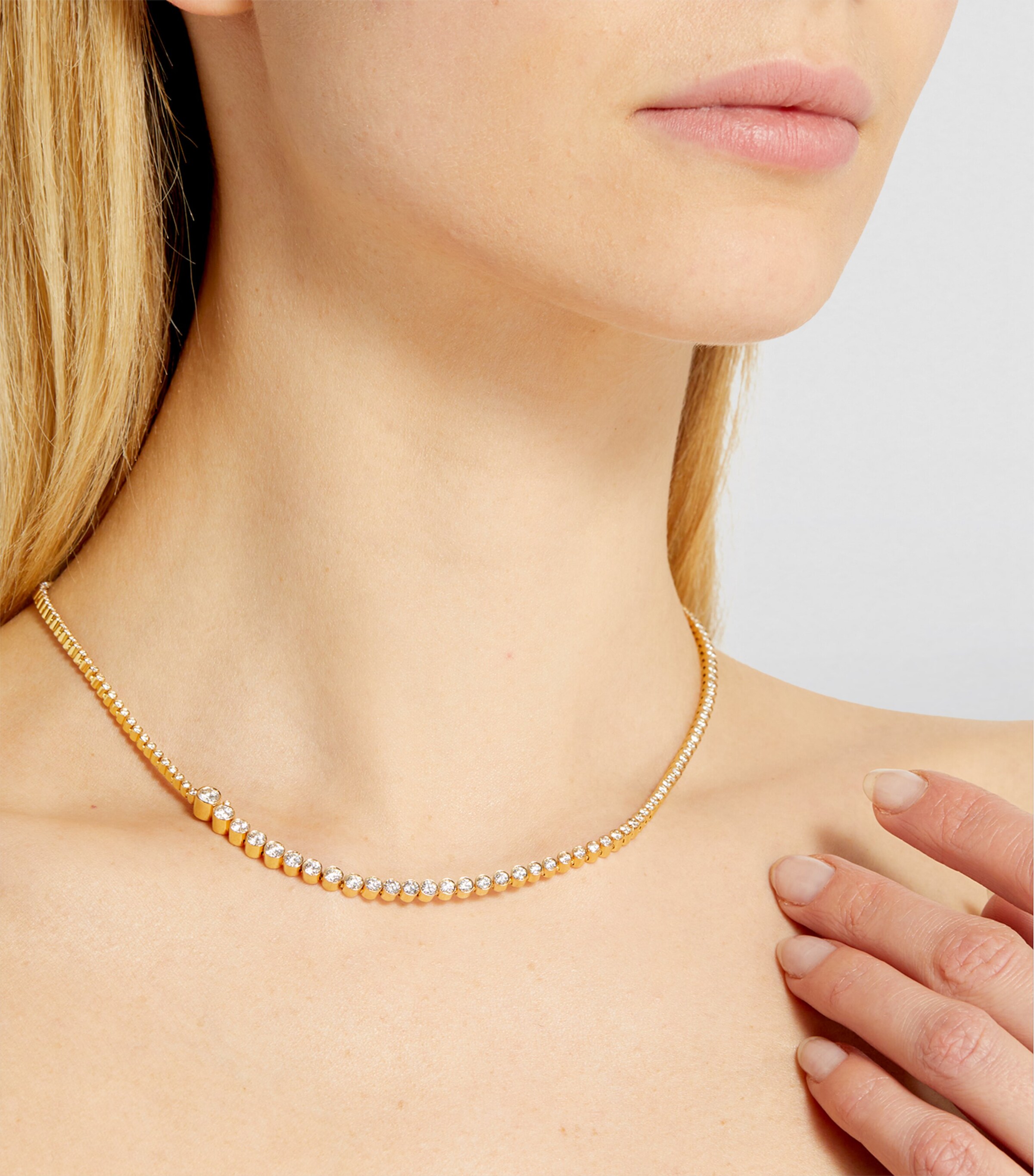 Sophie Bille Brahe Yellow Gold and Diamond Tennis Necklace Yellow Gold Image 3