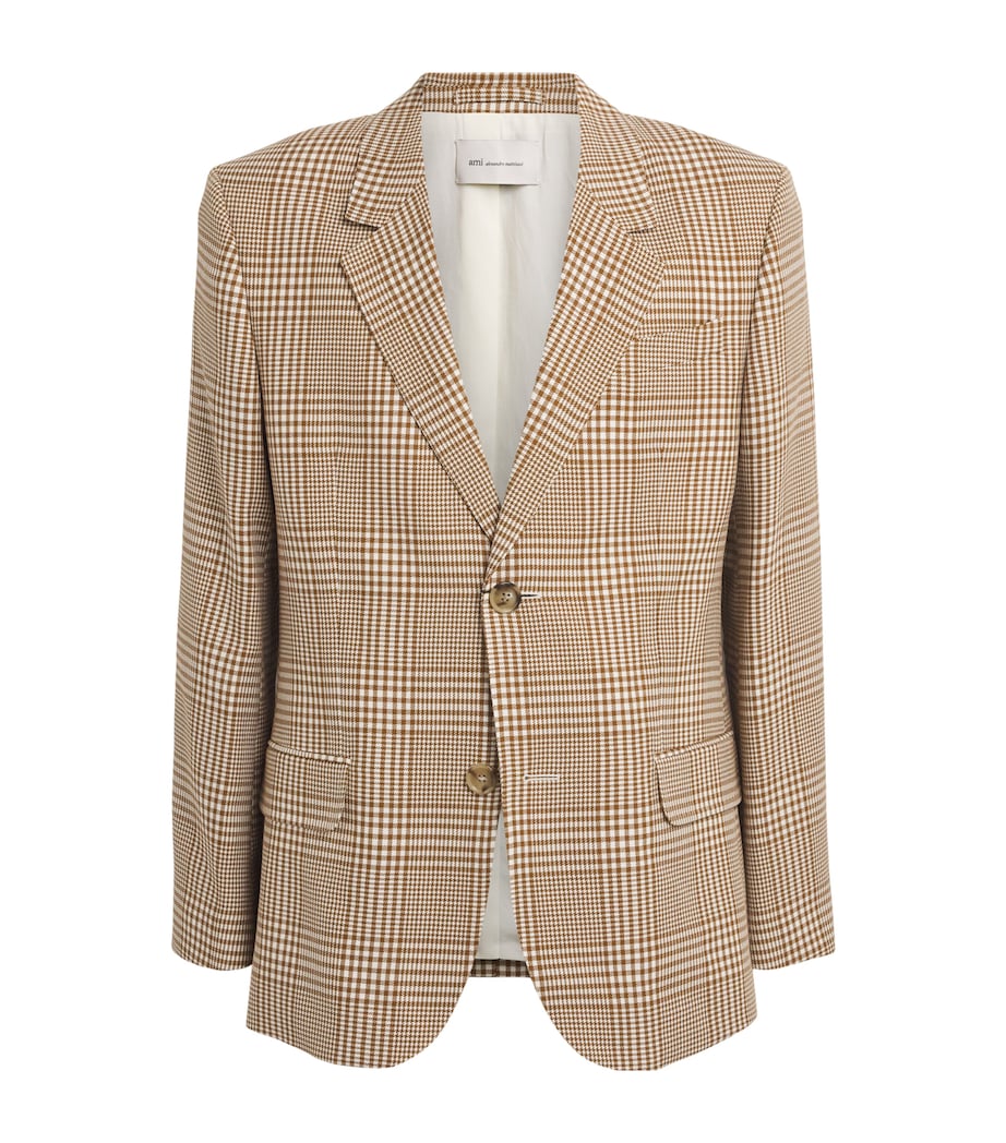 AMI Paris Mens Wool Check Blazer Carml/blanc Crm Image 1