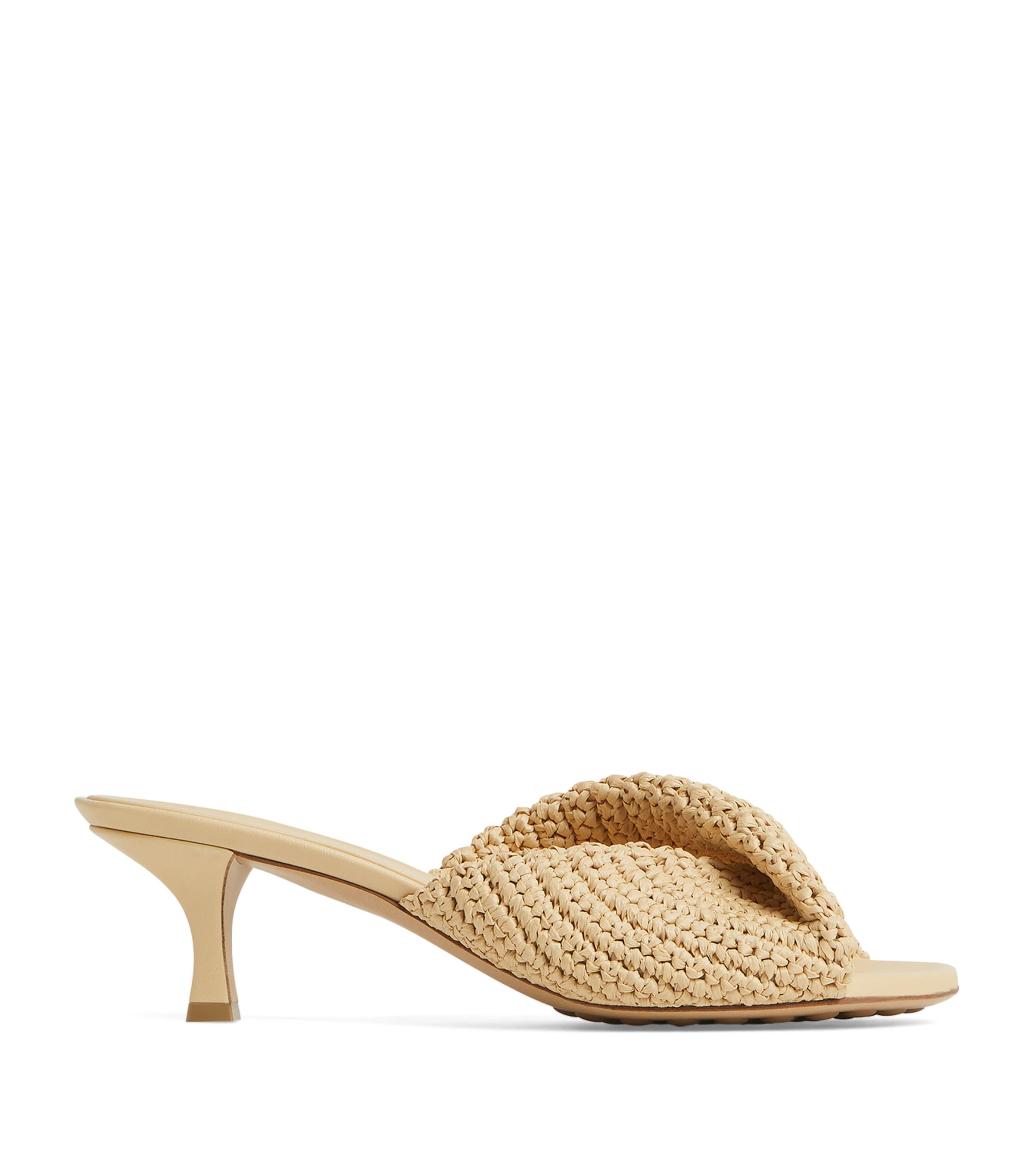 Bottega Veneta Raffia Blink Mules 50 In White