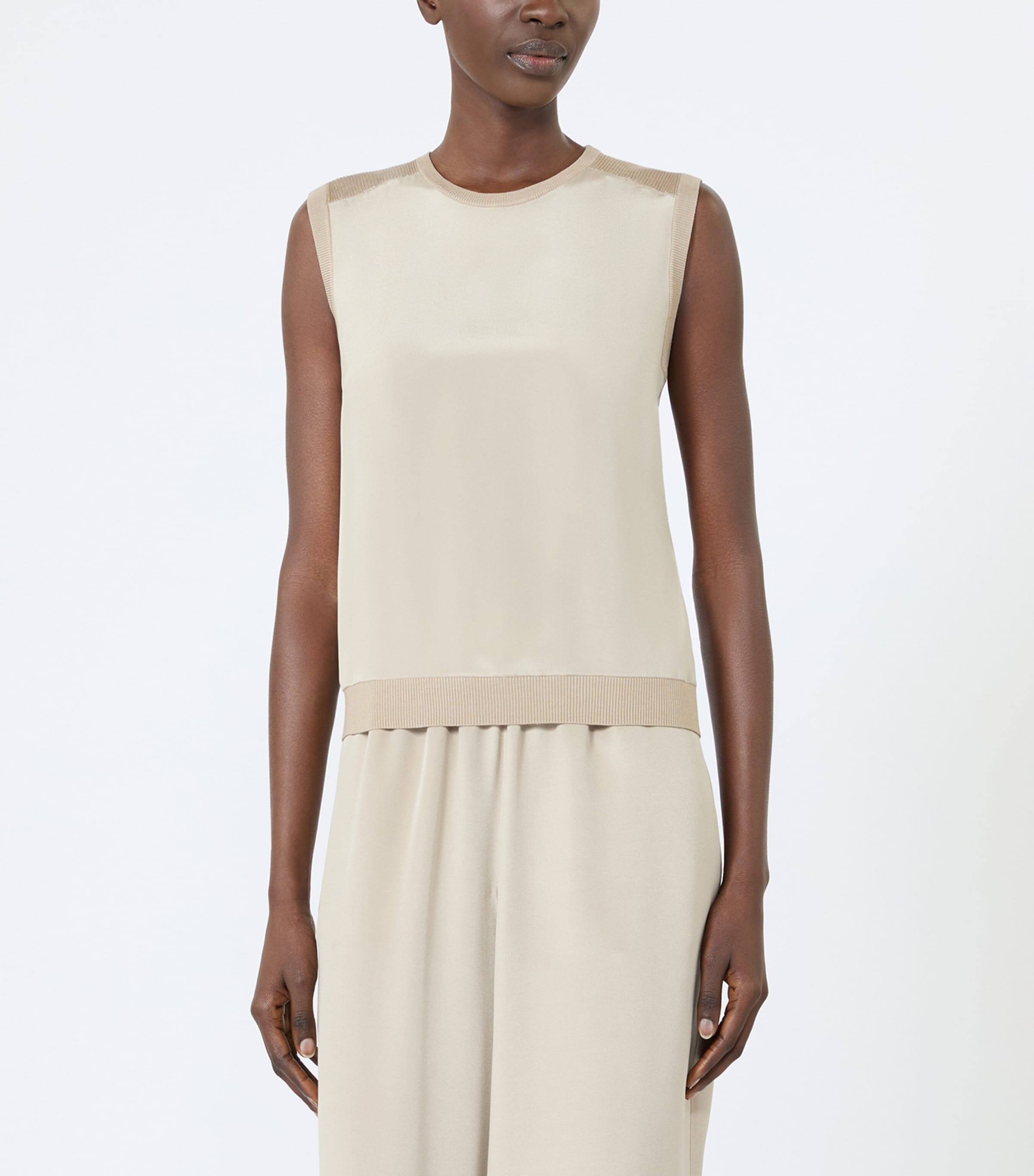 Max Mara Womens Silk-Cashmere Tank Top Stone Image 3