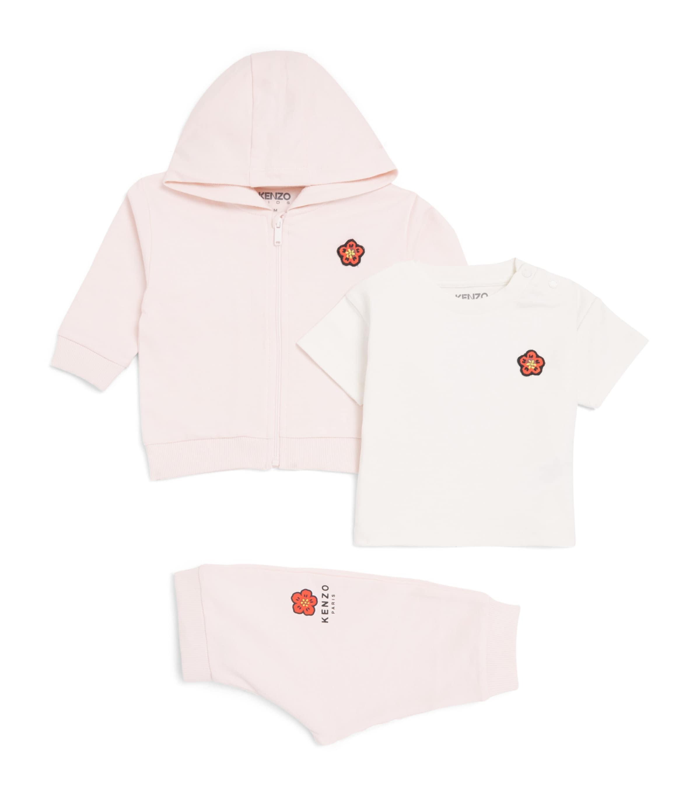 Kenzo Kids Cotton Flower Hoodie, T-Shirt and Sweatpants Set (6-36 Months) Image 1