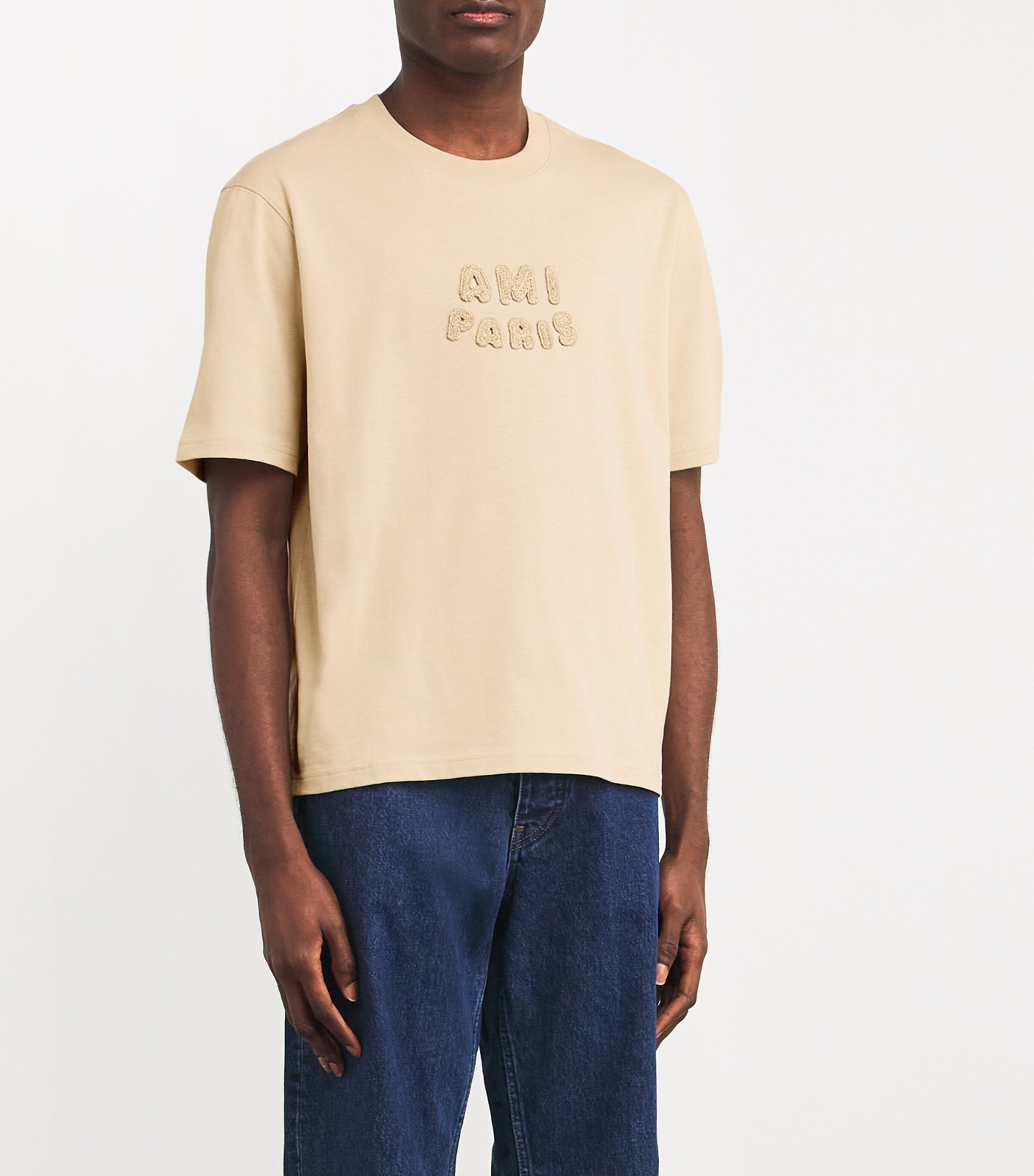 AMI Paris Mens Organic Cotton Logo T-Shirt Ginger Image 3