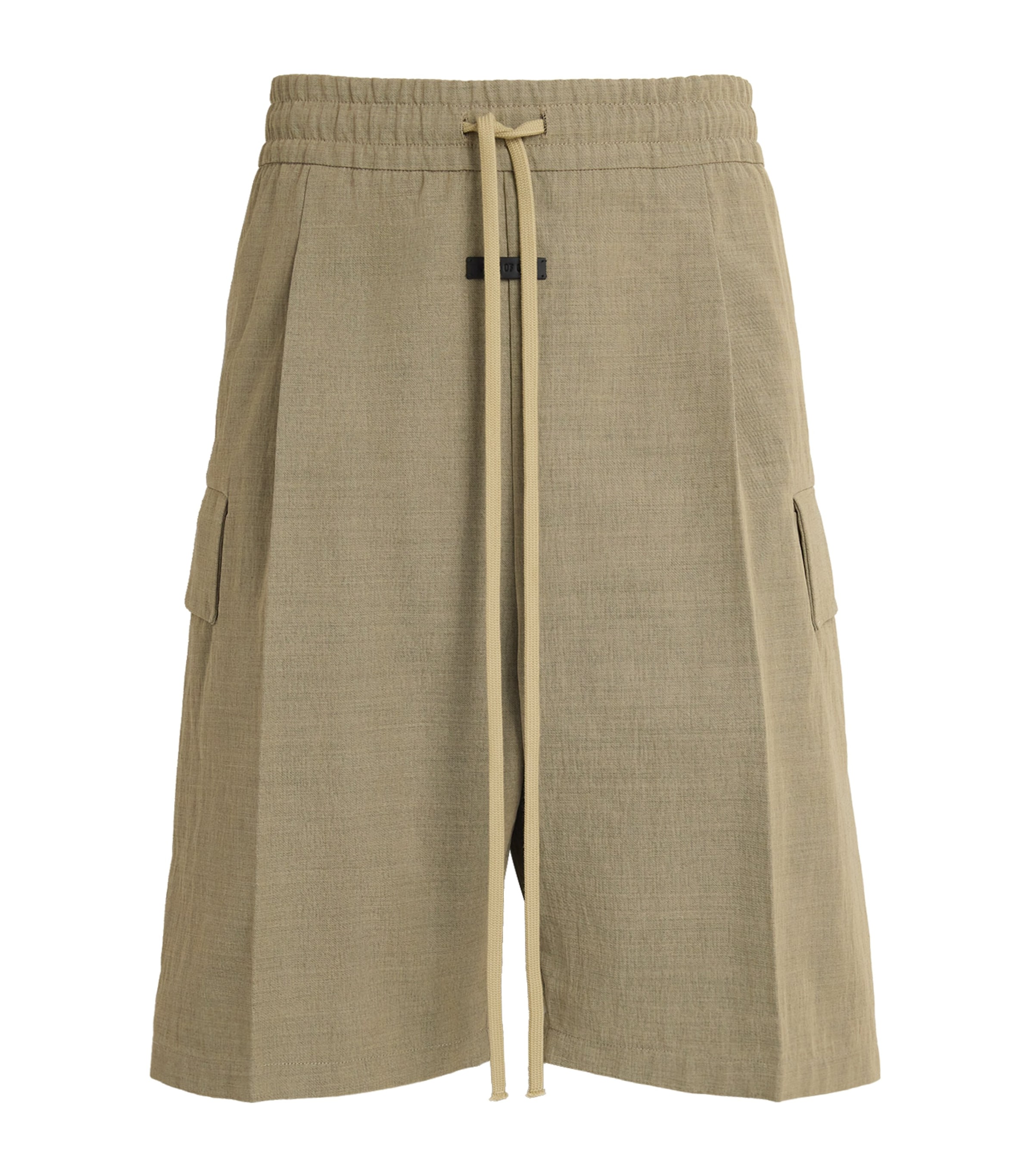 Shop Fear Of God Wool-blend Pleated Cargo Shorts In Beige