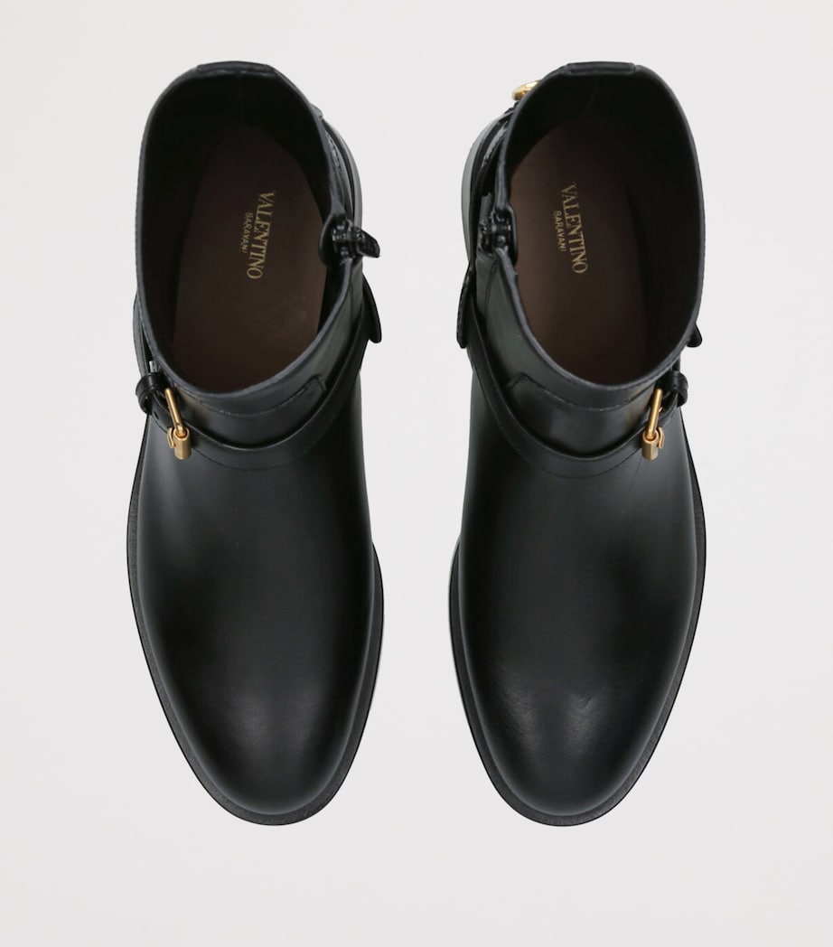 Leather Signature VLogo Ankle Boots 30 BLACK Image 4