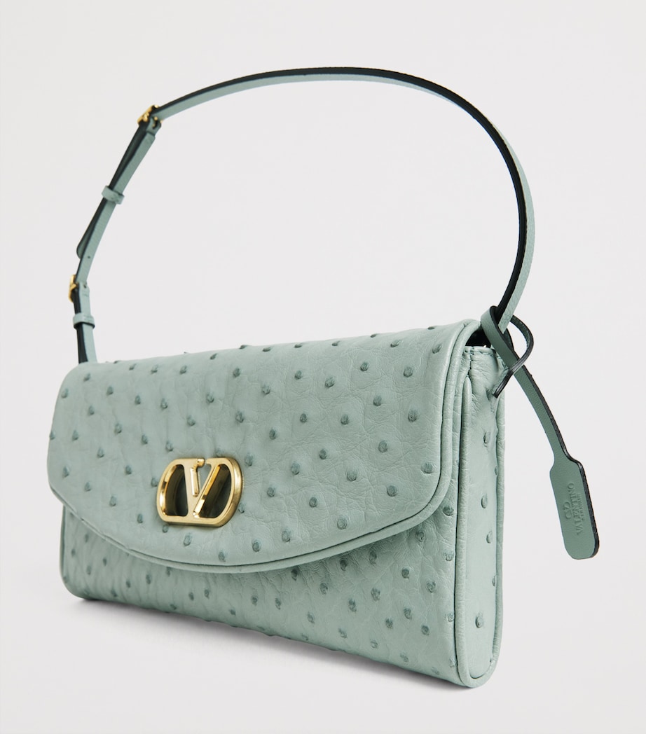 Valentino Garavani Small Ostrich Leather DeVain Shoulder Bag Image 4