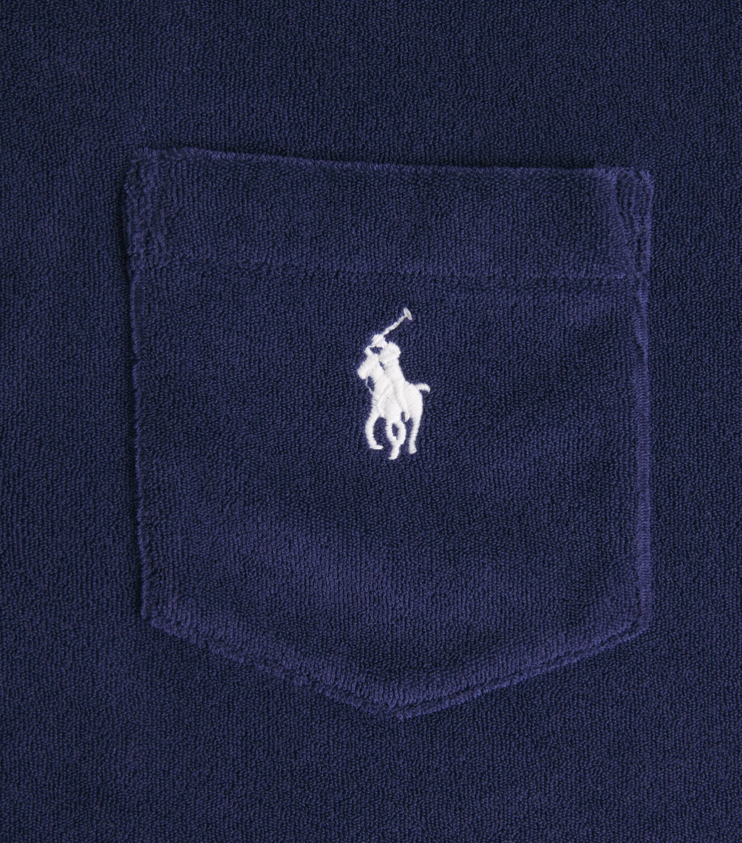 Polo Ralph Lauren Mens Cotton-Blend Terry Short-Sleeve Slim Shirt Newport Navy Image 6