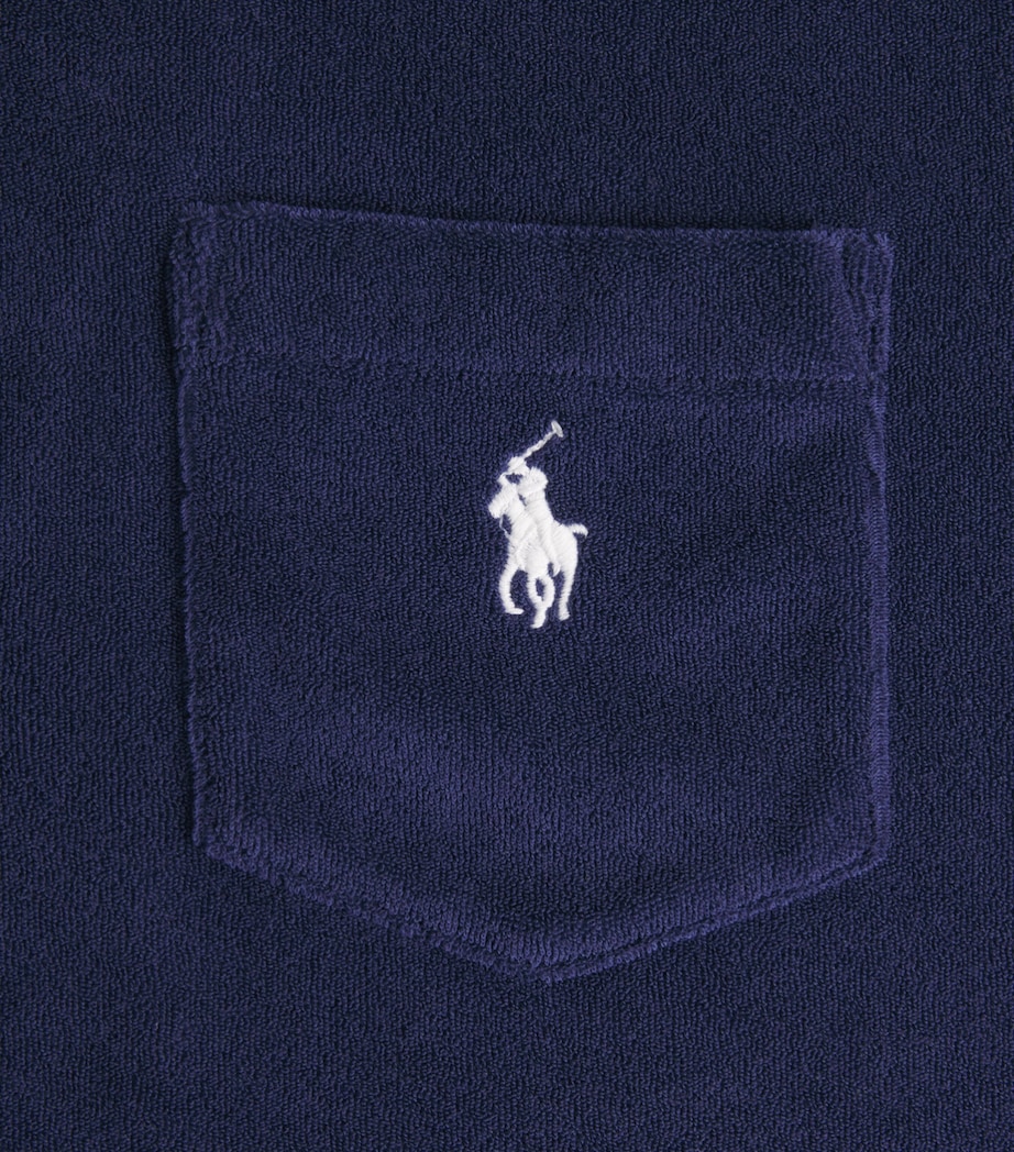 Polo Ralph Lauren Mens Cotton-Blend Terry Short-Sleeve Slim Shirt Newport Navy Image 6