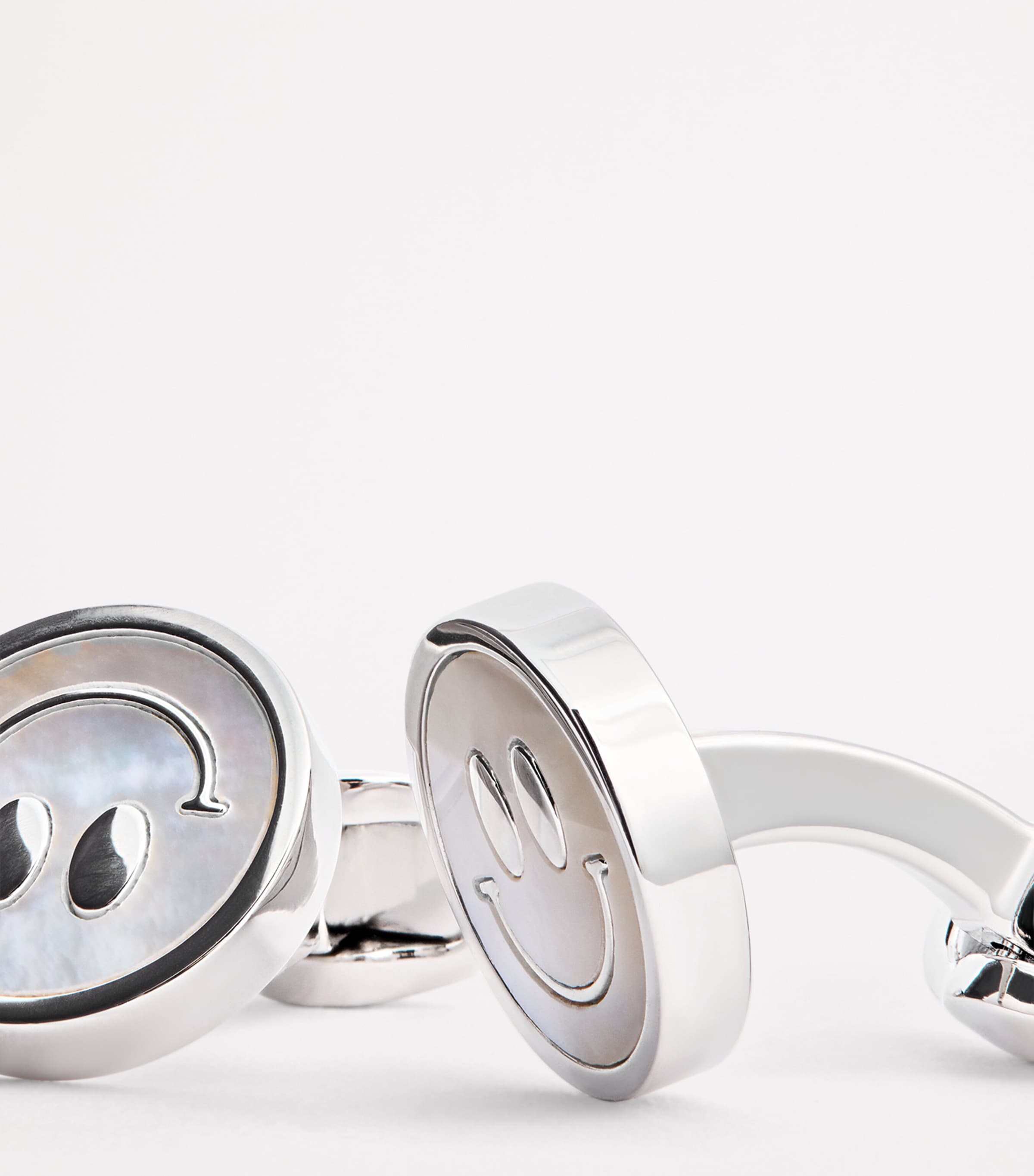 Babette Wasserman Rhodium-Plated Smiley Face Cufflinks Silver Image 5