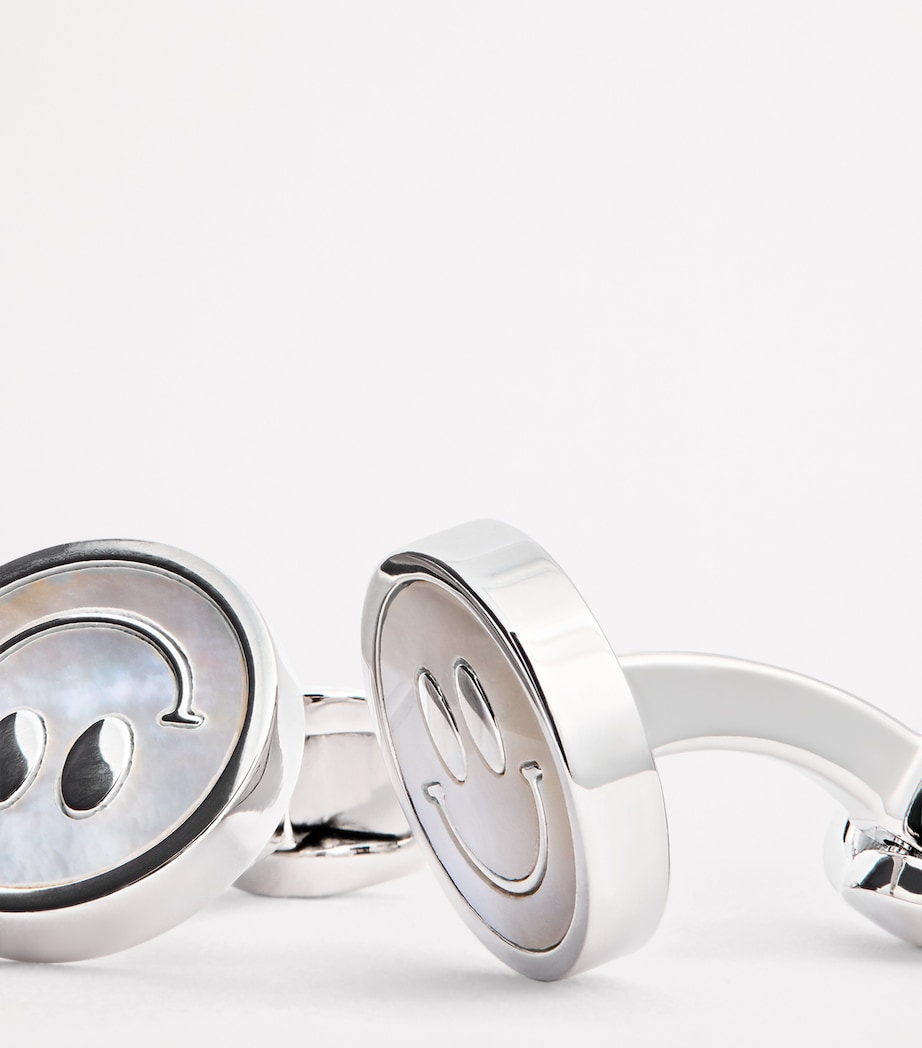 Babette Wasserman Rhodium-Plated Smiley Face Cufflinks Silver Image 5