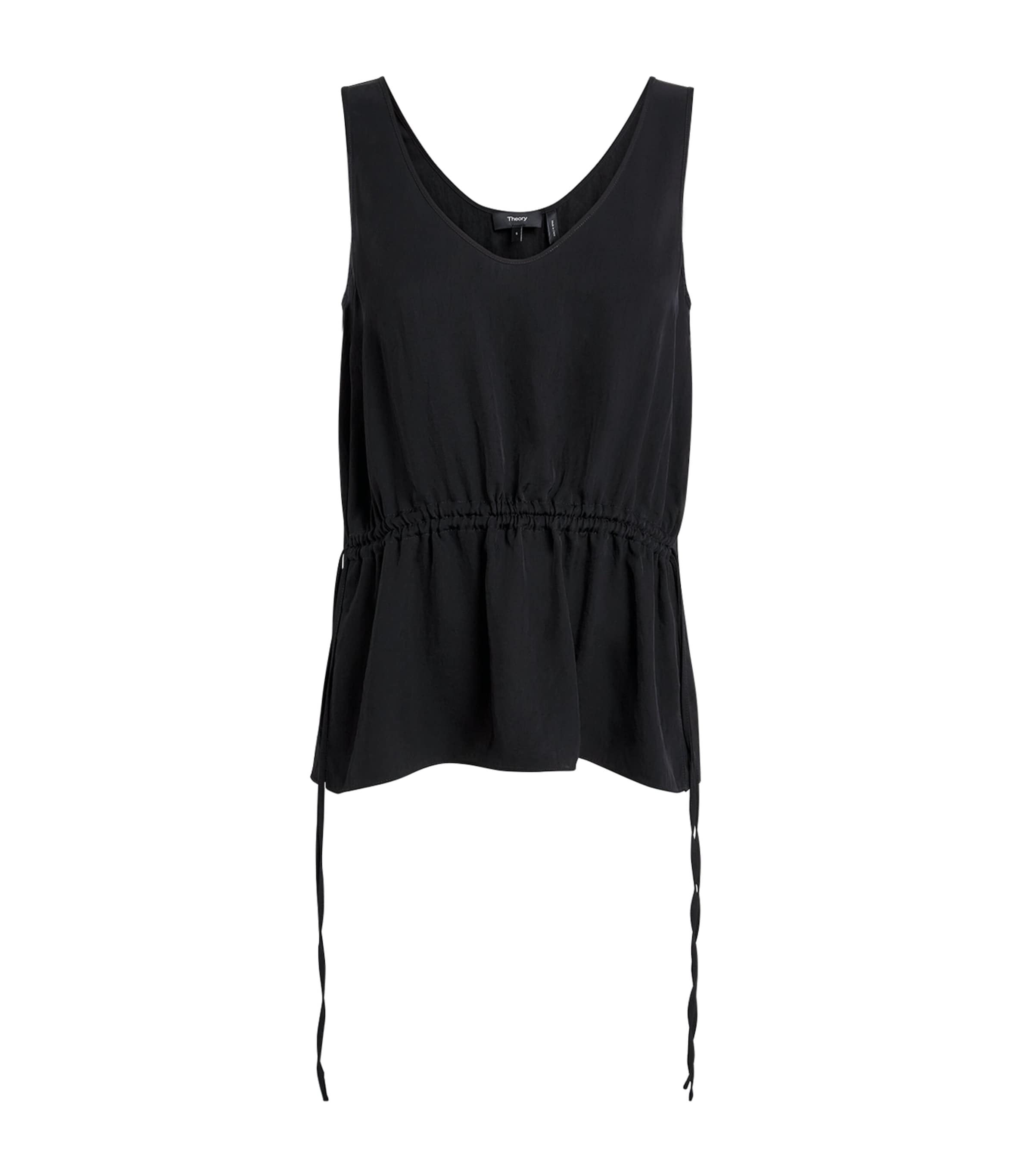 Theory Womens Twill Tie-Waist Tank Top Black Image 1