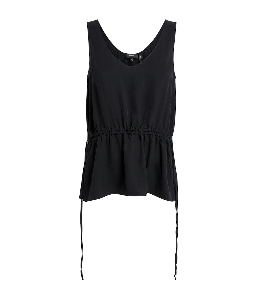 Theory Womens Twill Tie-Waist Tank Top Black Image 1