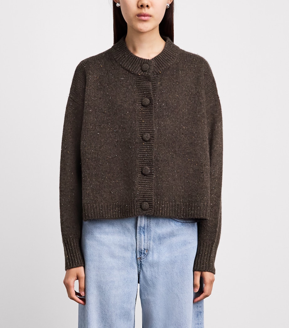 FRAME Womens The Cashmere Fleck Cardigan Brown Image 4