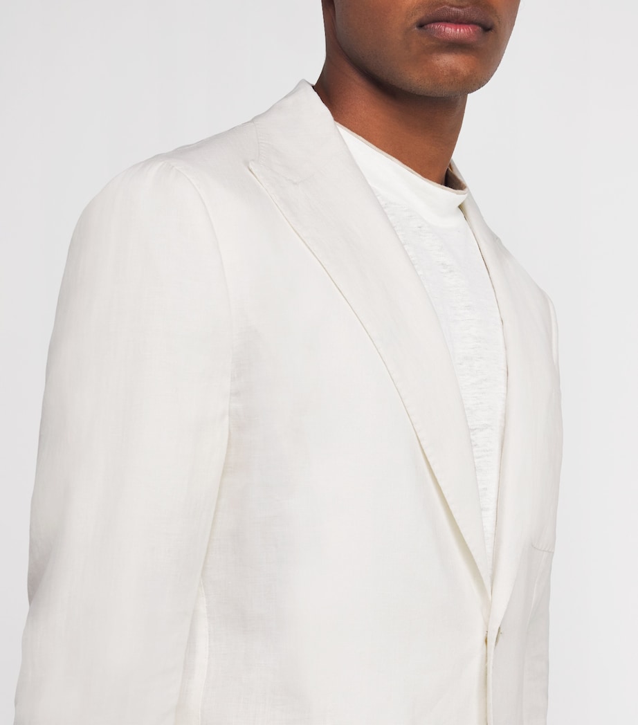 x Harrods Linen Single-Breasted Blazer BIANCO Image 6