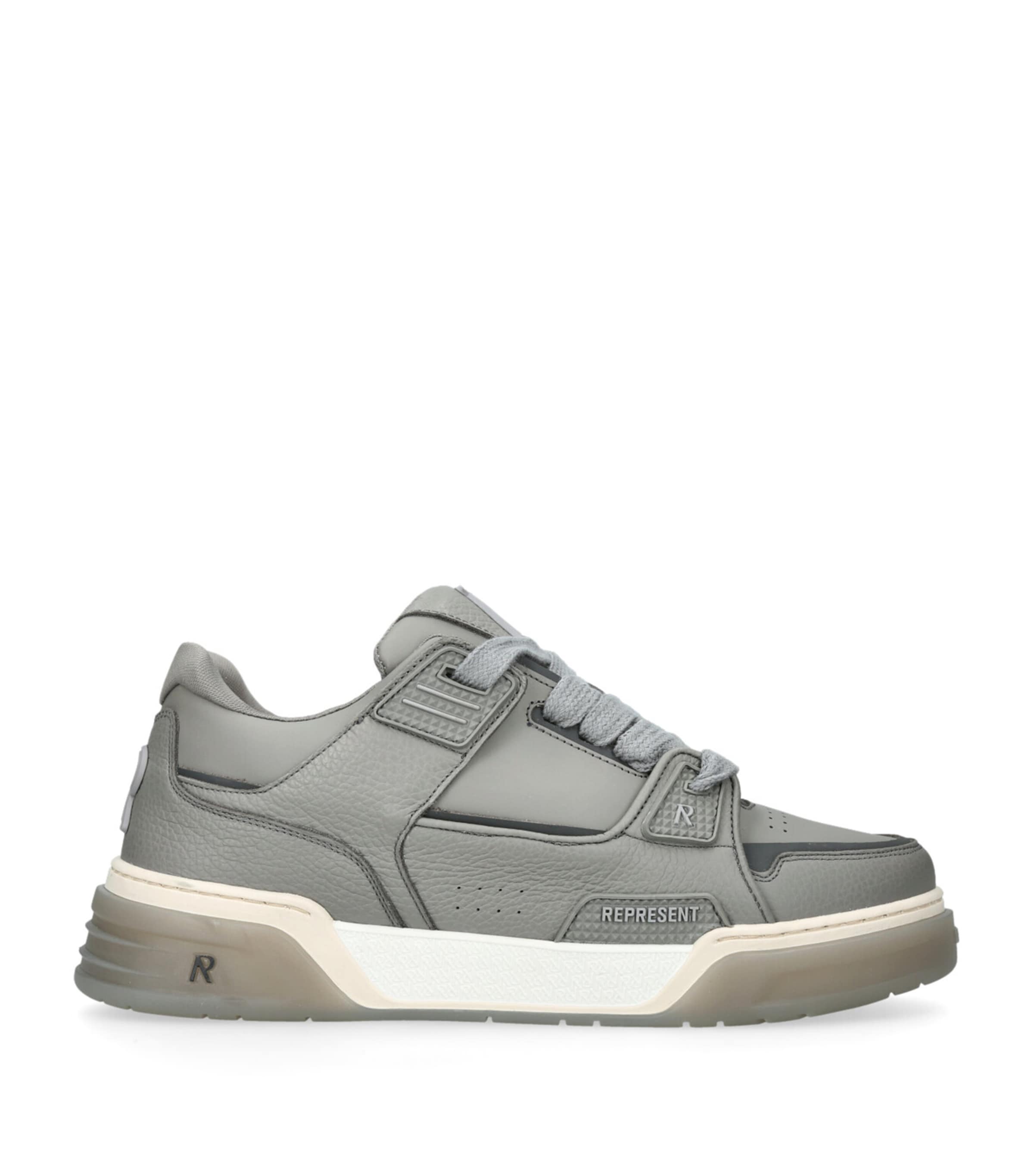 Shop Represent Leather Studio Sneakers In Grey