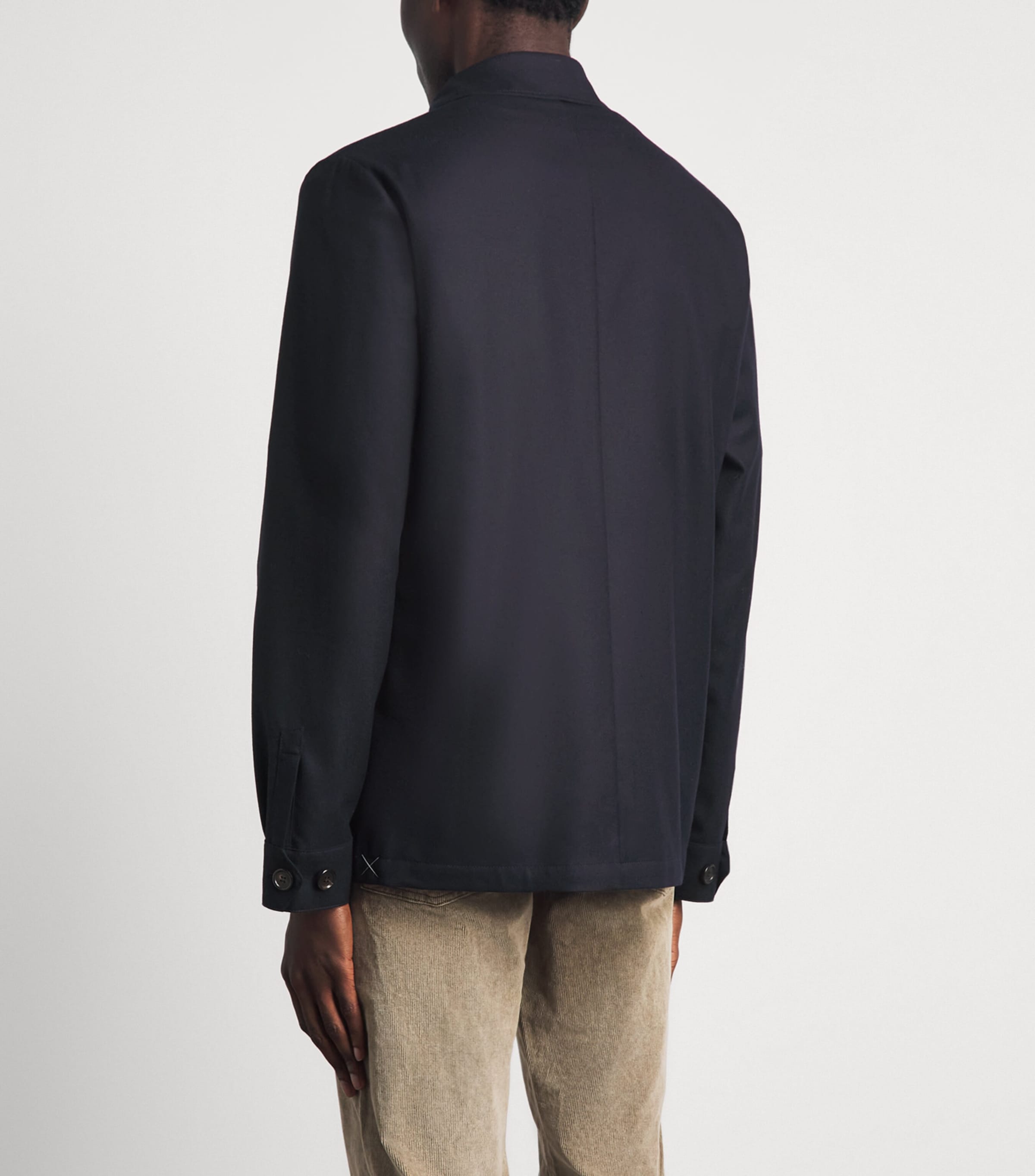 Corneliani Mens Virgin Wool Overshirt Navy Blue Image 5