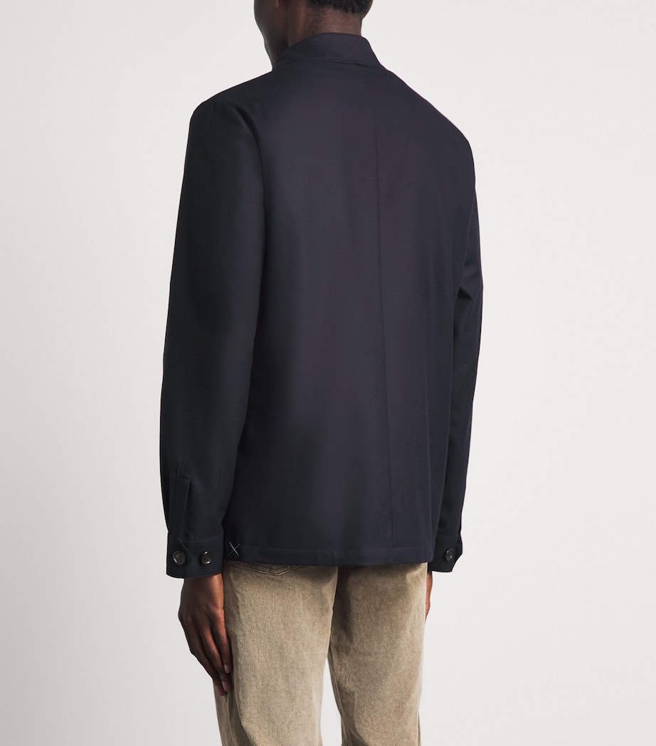 Corneliani Mens Virgin Wool Overshirt Navy Blue Image 5