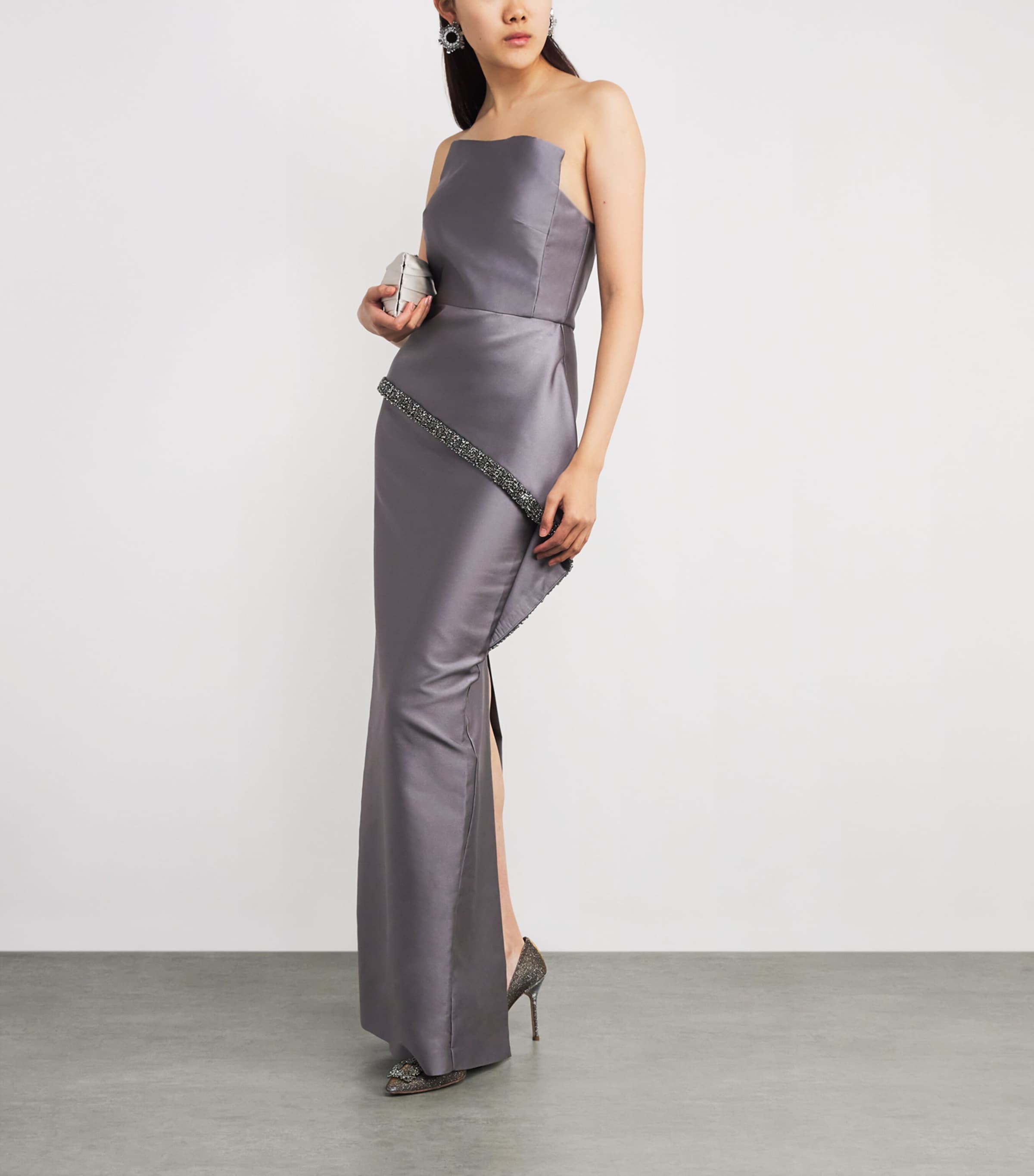 Taffeta Crystal-Embellished Gown GREY Image 2